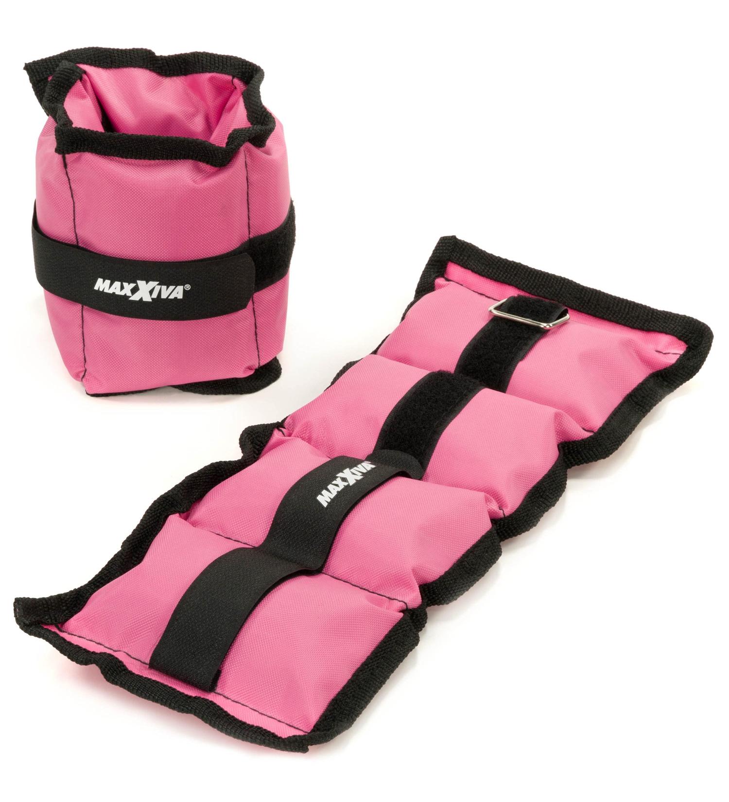 MAXXIVA Weight Cuffs - Pink 2x1kg Iron Sand Weights for Jogging Running & Workout - Arm & Leg Resistance Training - Buy Online on GoSupps.com