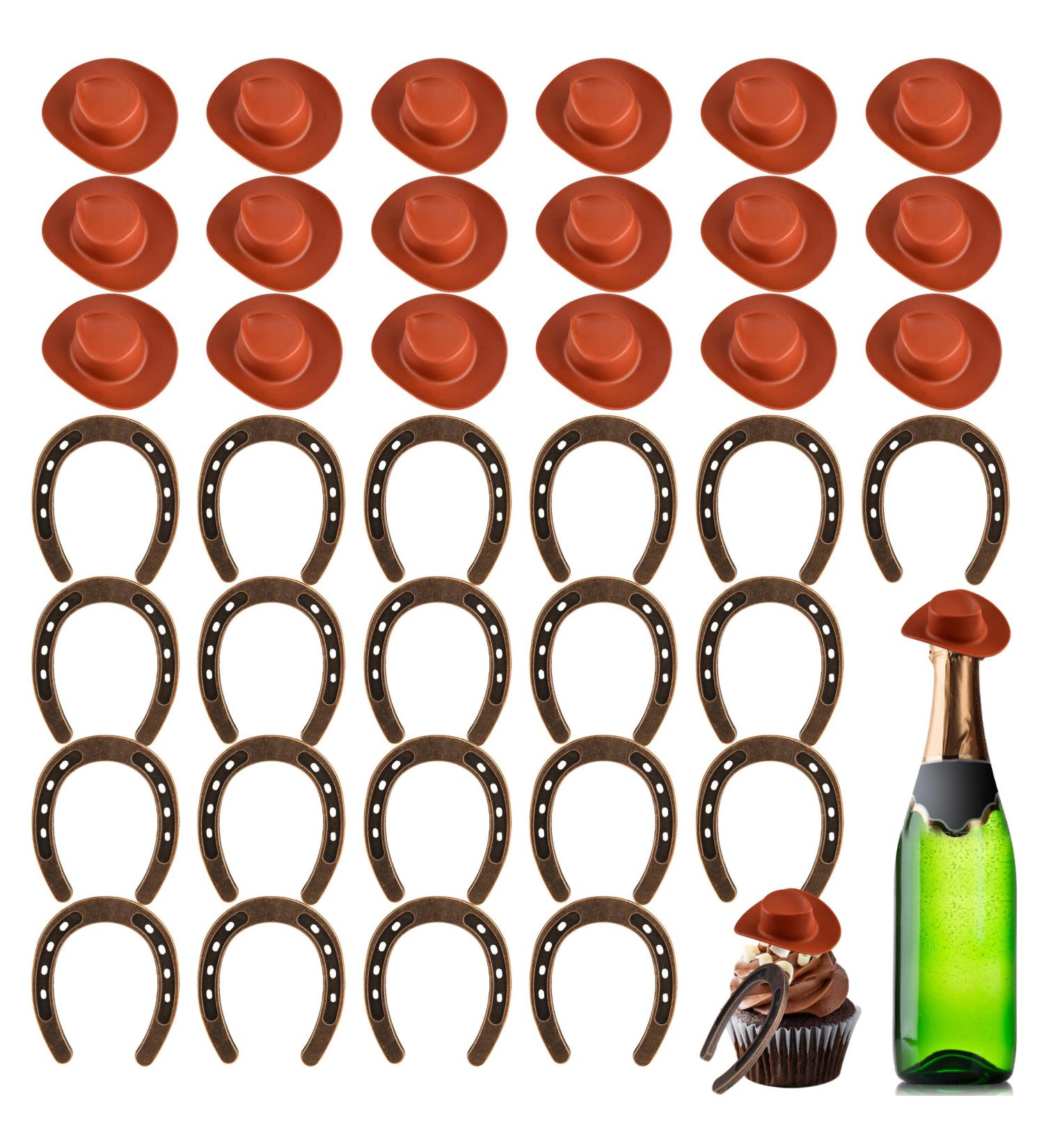 20/40 Set Good Lucky Horseshoe Mini Western Cowboy Hat Rustic Horseshoe Cowgirl Hat for Vintage Birthday Western Themed Party - Buy Online on GoSupps.com