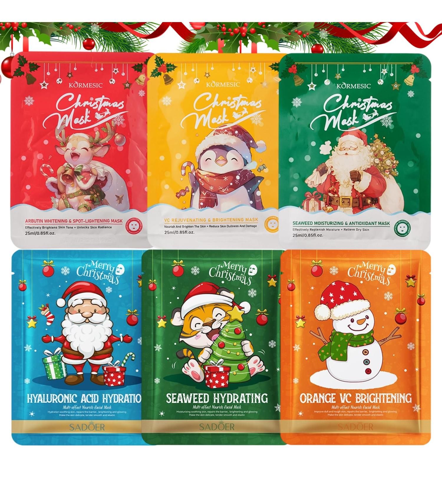 LureLuxe 6 Pcs Christmas Face Mask Moisturizing Daily Care Masks Festive Skin Care Mask Soothing Moisturizing Set for Different Skin Needs - Buy Online on GoSupps.com