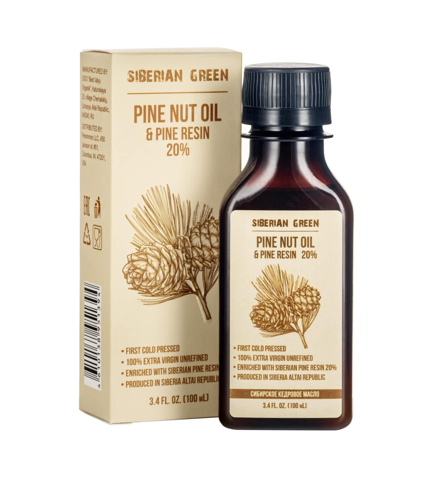 Siberian Pine Nut Oil with Pine Cedar Resin Pure Natural 100% Extra Virgin Cold Pressed 100 ml - Buy Online on GoSupps.com