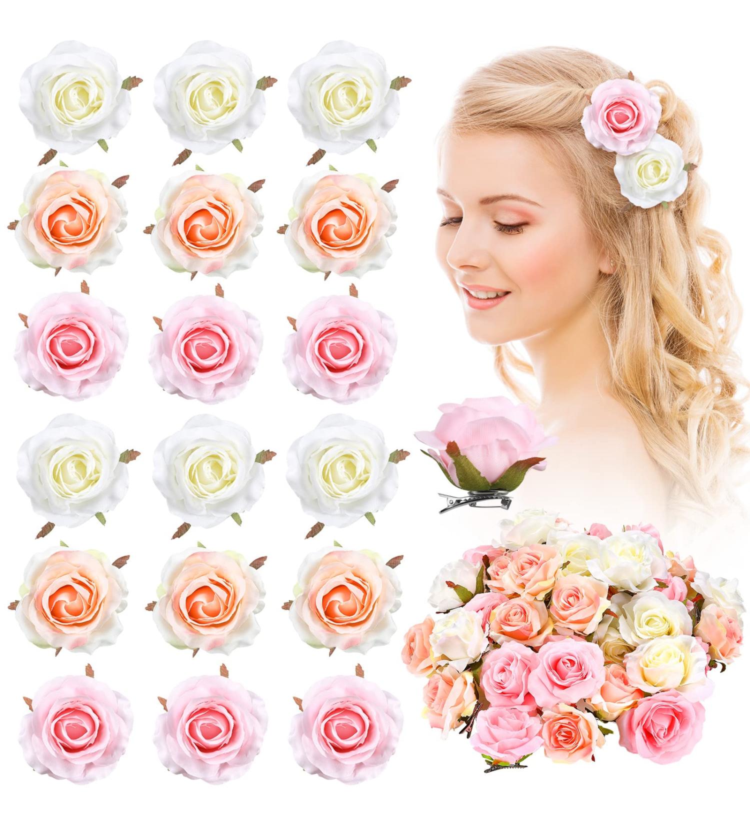 Geyoga 36 Pcs Multicolor Rose Hair Clips - Handmade Floral Hair Accessories for Women, Girls - Ideal for Party, Wedding, Bridesmaids - Buy Online on GoSupps.com