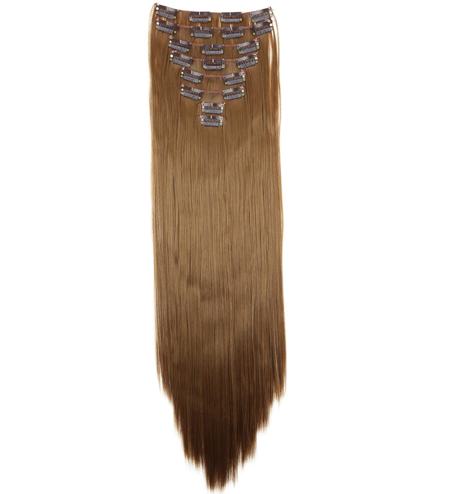 CAISHA by PRETTYSHOP XXL 24 8 Pieces Set Clip In Hair Extensions - Medium Brown #6 - Buy Online on GoSupps.com