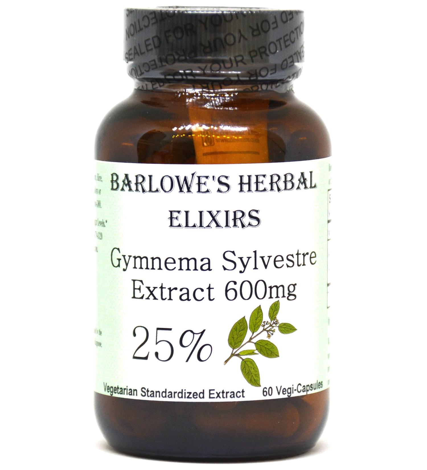 Barlowe's Herbal Elixirs Gymnema Sylvestre | Extract | 25% Gymnemic Acid | 600 mg Per Capsule | 60 Veggie Capsules | Glass Bottle | Stearate Free | No Fillers | Non-GMO - Buy Online on GoSupps.com
