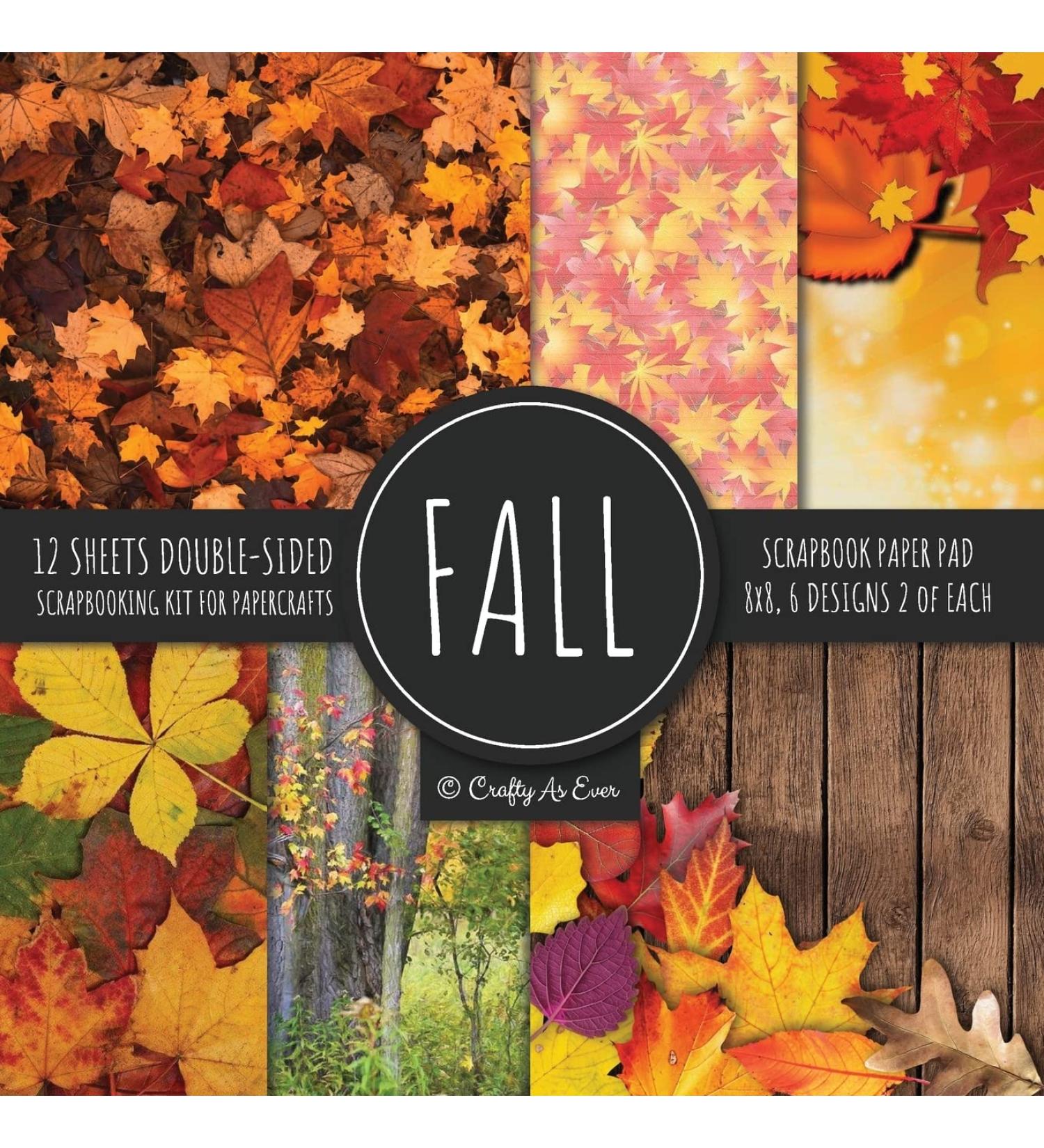 Fall Scrapbook Paper Pad 8x8 Scrapbooking Kit for Papercrafts Cardmaking Printmaking DIY Crafts Nature Themed Designs Borders Backgrounds Patterns