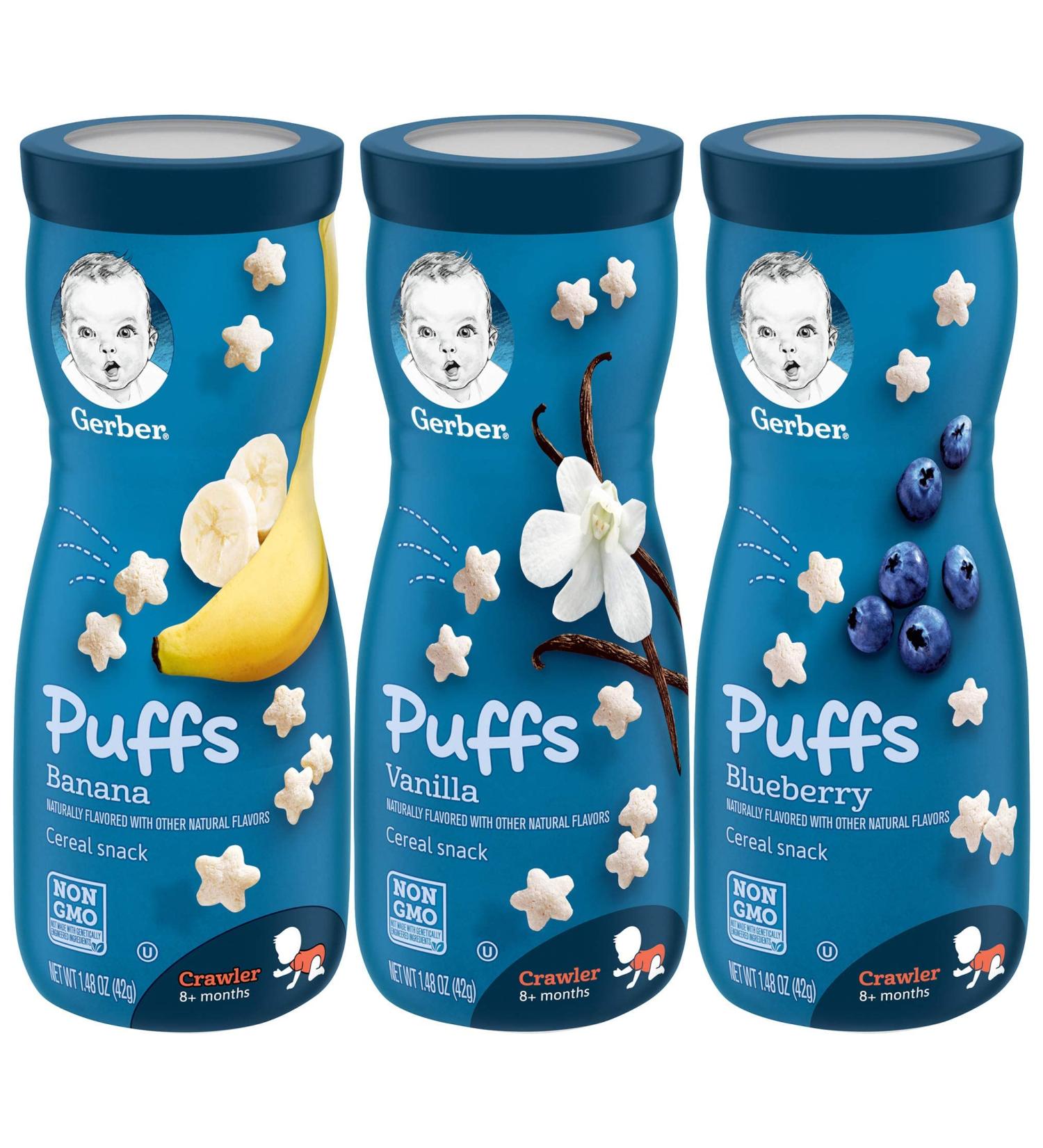 Gerber Puffs Cereal Snack - Banana Flavor for 8+ Months | 1.48 oz (42g) - Buy Online on GoSupps.com