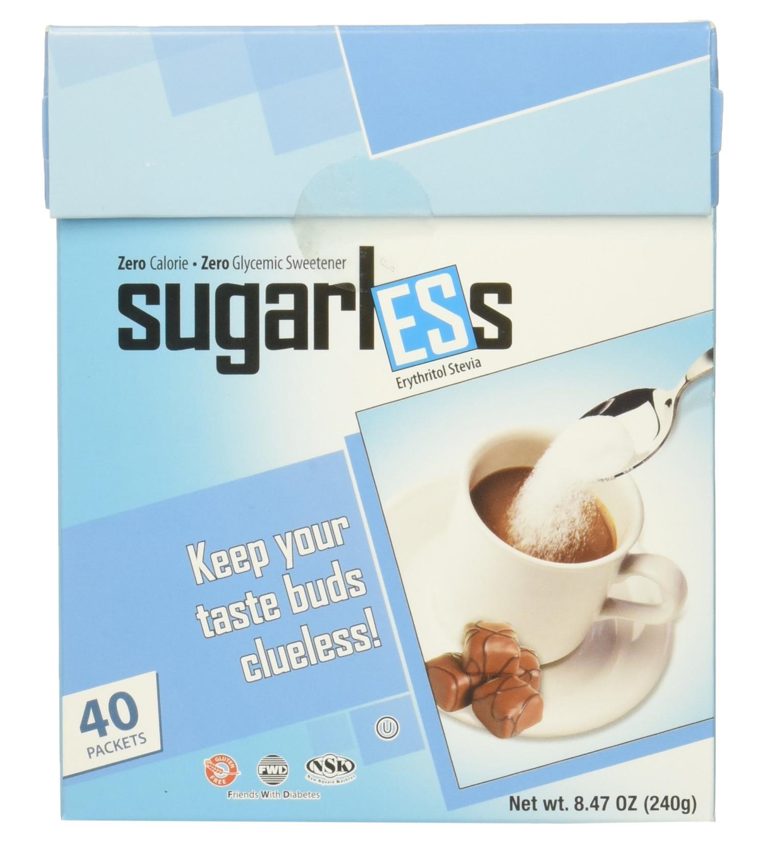 Health Garden Sugarless Erythritol & Stevia - 40 Packets (8.5 oz) - Zero-Calorie Sweetener - Buy Online on GoSupps.com