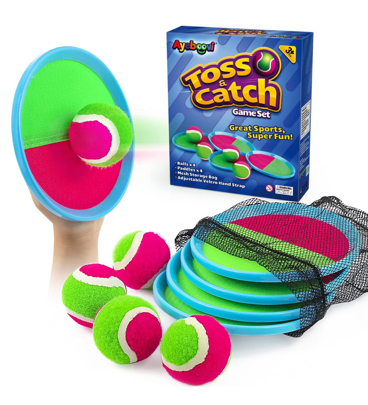 Ayeboovi Toss and Catch Ball Set - 4 Paddles & Balls - Outdoor Yard Game for Kids - Easter Gift - Upgraded Version - Buy Online on GoSupps.com