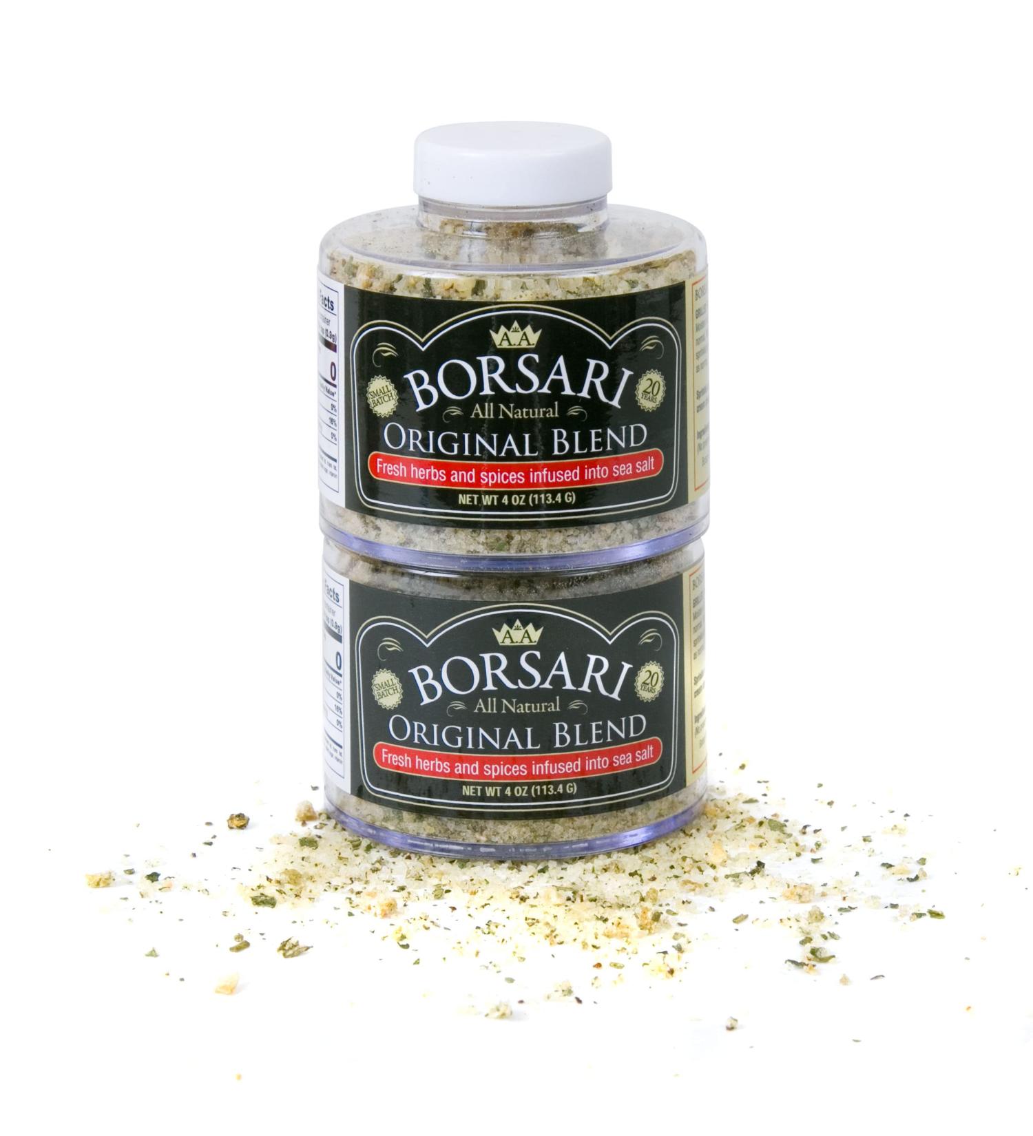 Borsari Seasoned Salt 2-Shaker Gift Set - Original Seasoning Blend - Gluten Free Gourmet Seasonings For Steak, Fish, Poultry, & More - (4oz Shaker Bottles) 4 Ounce (Pack of 2)