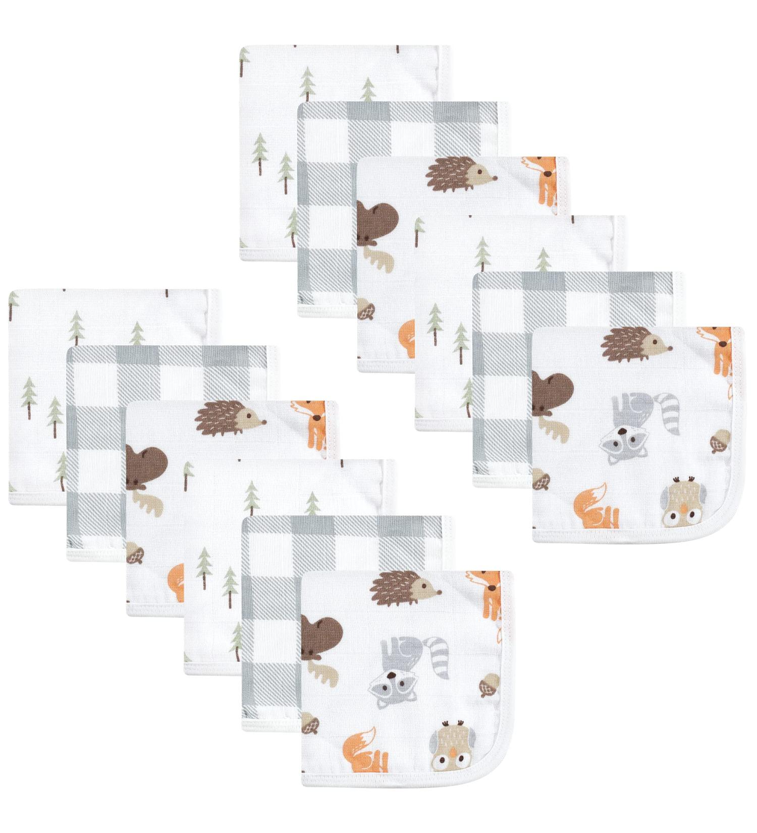 Hudson Baby Unisex Cotton Muslin Washcloths - Woodland Theme | One Size - Buy Online on GoSupps.com