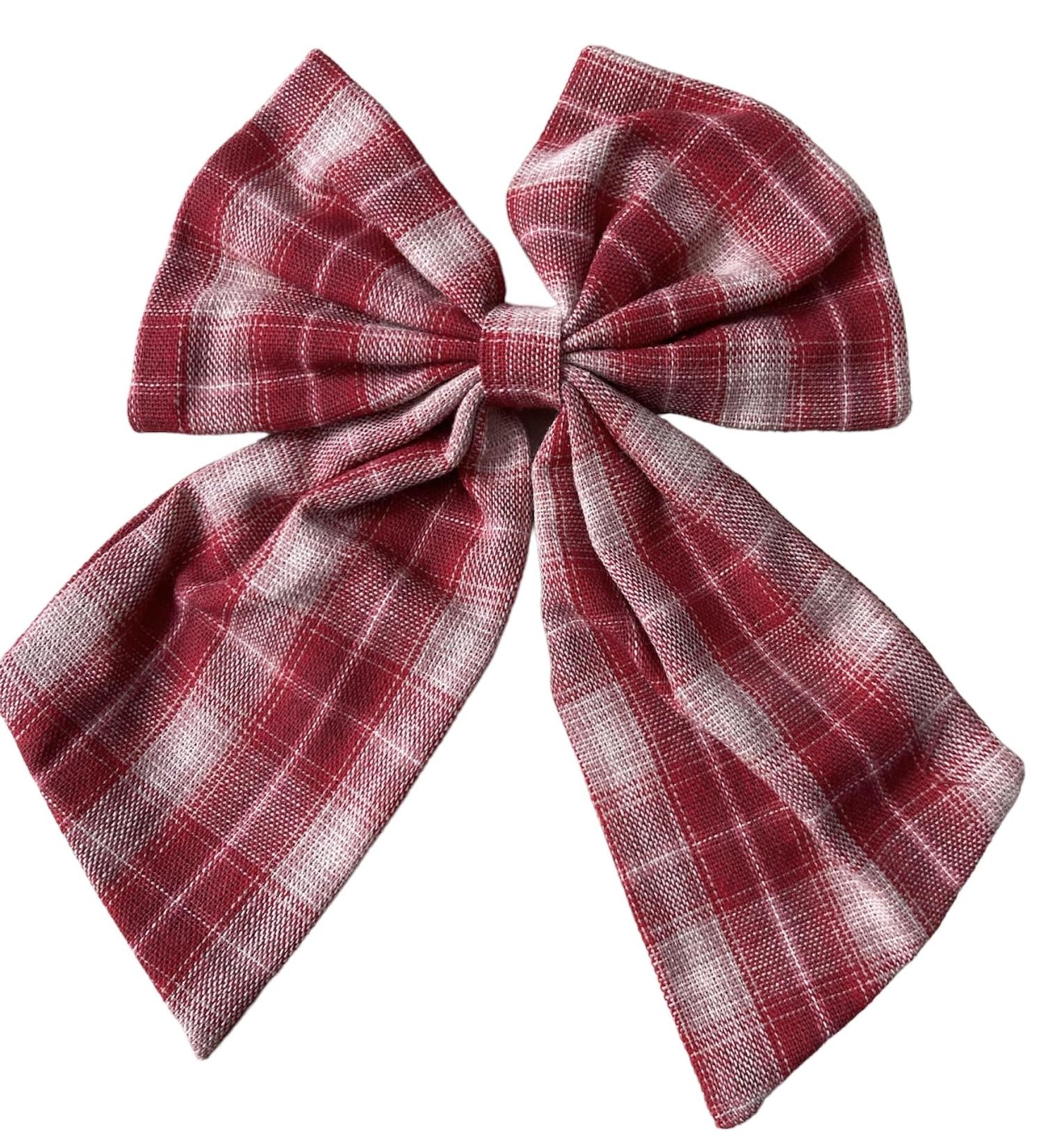 YUPs Tartan Bow Knot Hair Clips - Handmade Plaid Fashion Accessory for Festive Hair Styling in Wine - Ideal for Girls and Women - Buy Online on GoSupps.com