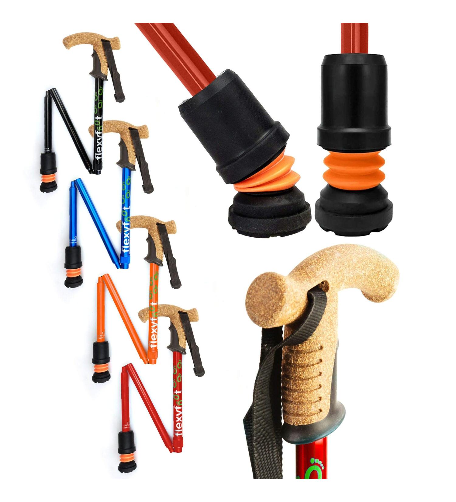 Shock Absorbing Cork Handle Folding Walking Stick | Safety Grip & Shock Reduction | Shop Internationally - Buy Online on GoSupps.com