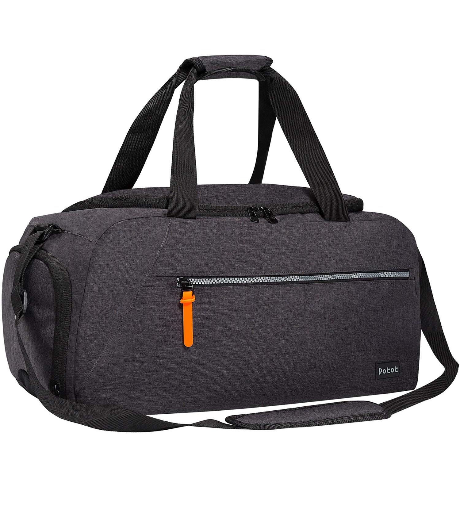ROTOT Gym Duffel Bag with Waterproof Shoe Pouch - Weekend Travel Bag with Insulated Pocket | Black - Buy Online on GoSupps.com