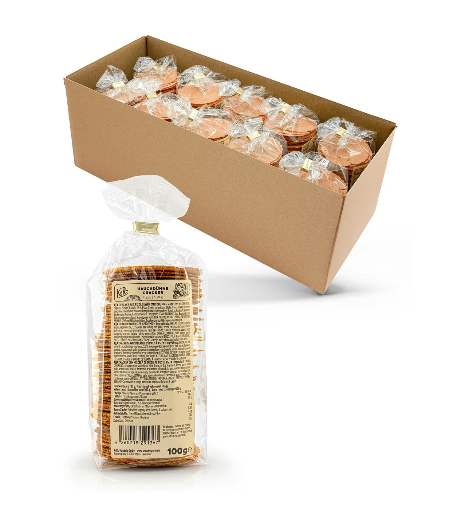 KoRo - Pizza Crackers 10 x 100 g - Crispy - Spicy - Ideal as a snack for parties and small cravings. - Buy Online on GoSupps.com