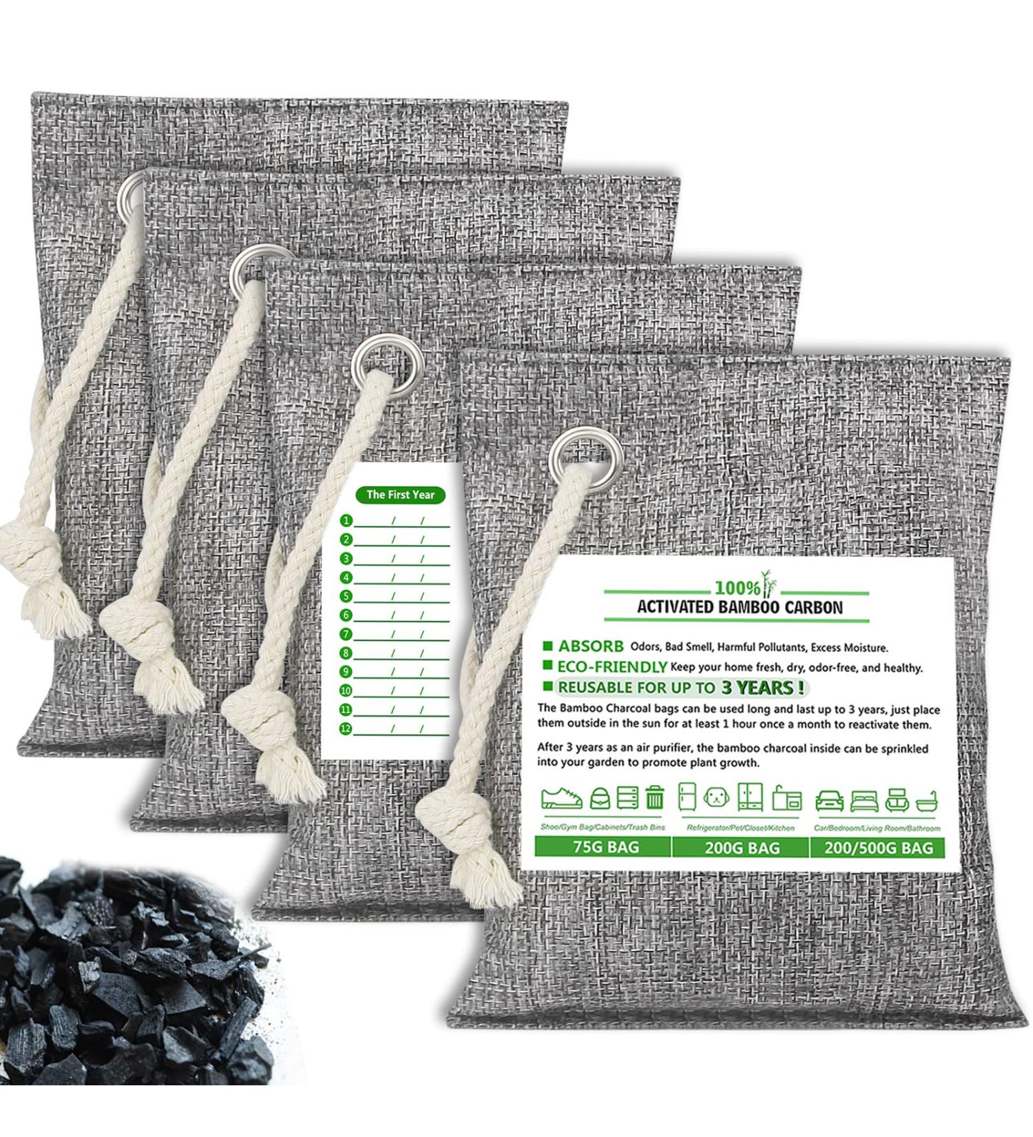 4 Pack Nature Fresh Charcoal Bags total 800g Odor Absorber Bamboo Charcoal Air Purifying Bags Nature Fresh Charcoal Bag Air Freshener Odors Moisture Absorber for Home Car Pets Room Closet - Buy Online on GoSupps.com