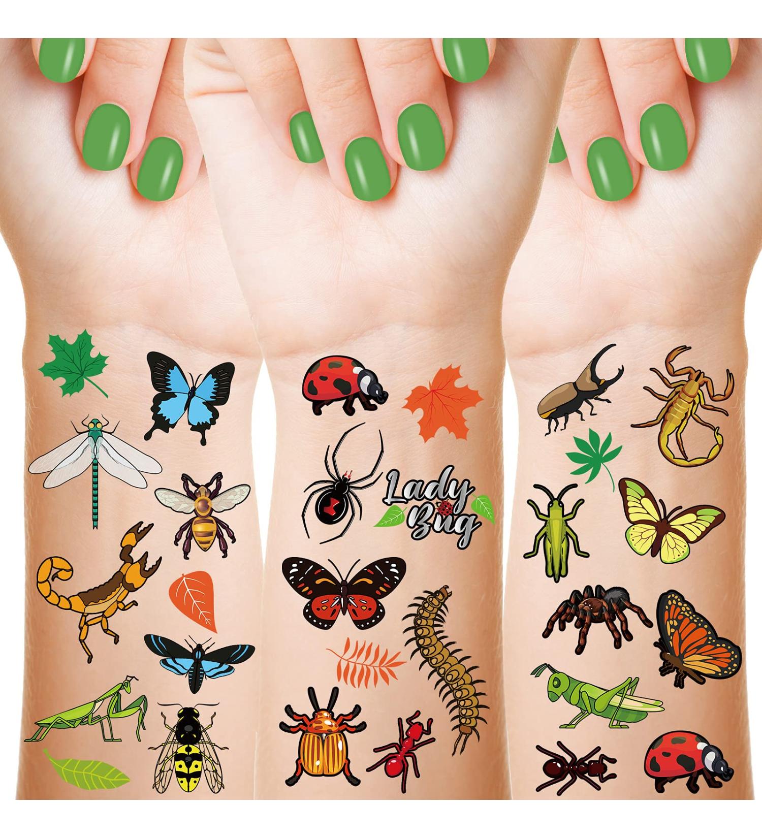 Insect and Reptile Temporary Tattoos - 288 Pieces for Kids' Bug Party - Bees, Spiders, Beetles, Butterflies - Party Favor and Birthday Supplies - Buy Online on GoSupps.com