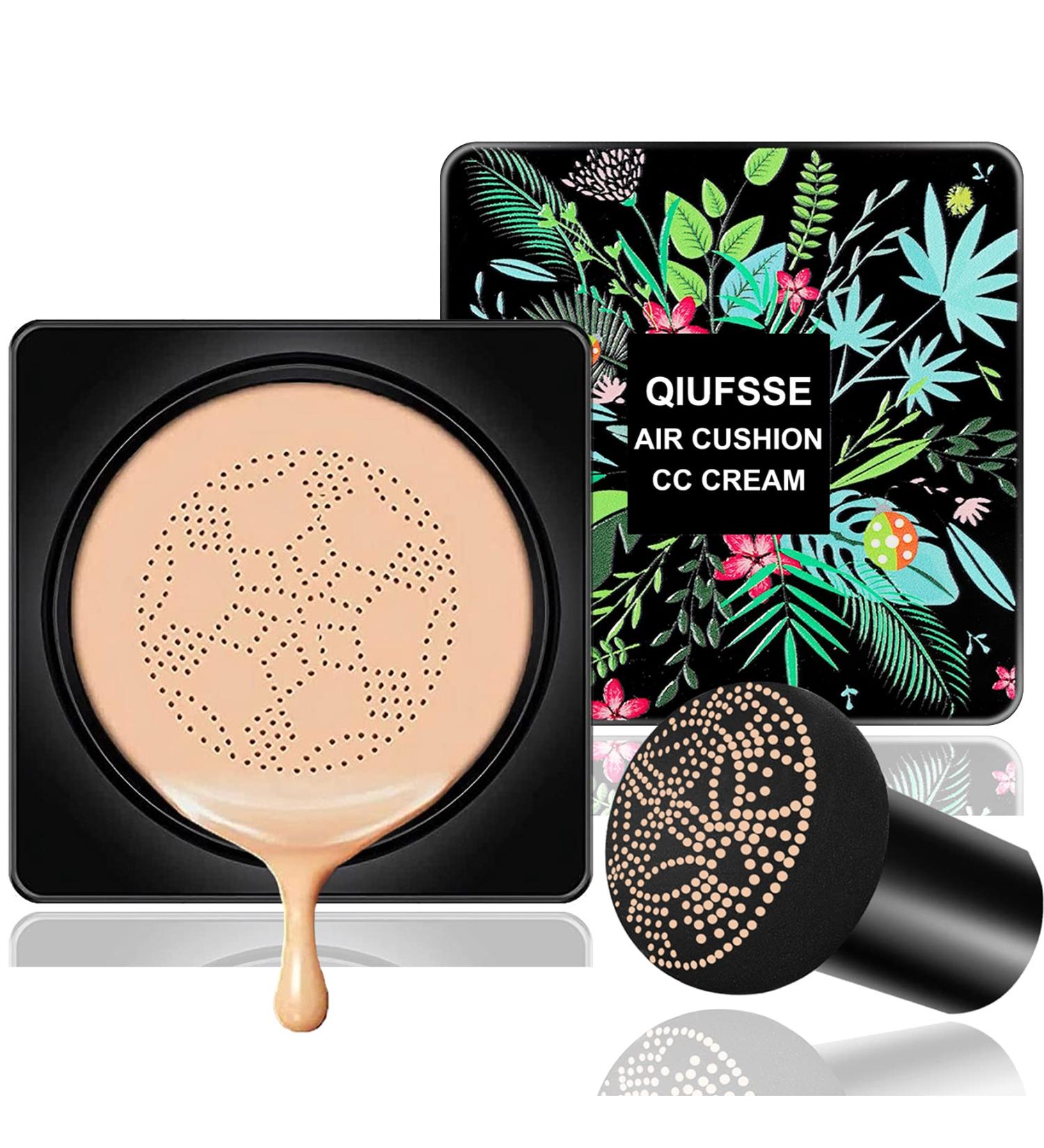 QIUFSSE Air Cushion CC Cream: Mushroom Head Foundation BB Cream for Long-Lasting, Waterproof Makeup - Natural Finish - Buy Online on GoSupps.com