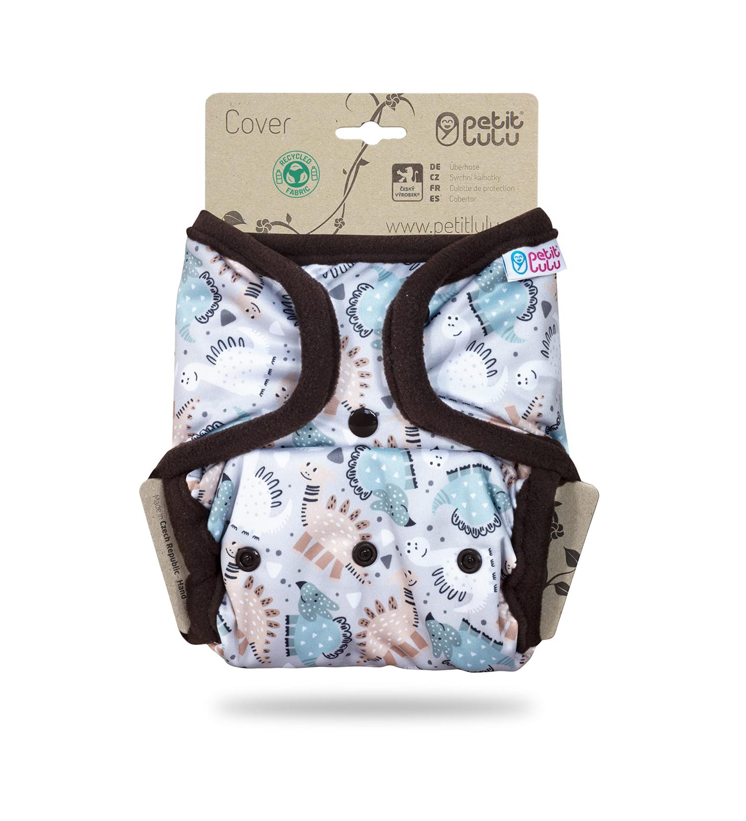 Petit lulu size 2 powy overpants (5-16 kg) |Pint buttons |One size diapers |Baby diaper pants |Washable & waterproof |Fleet diapers |Made in EU (Dinos Friendship)