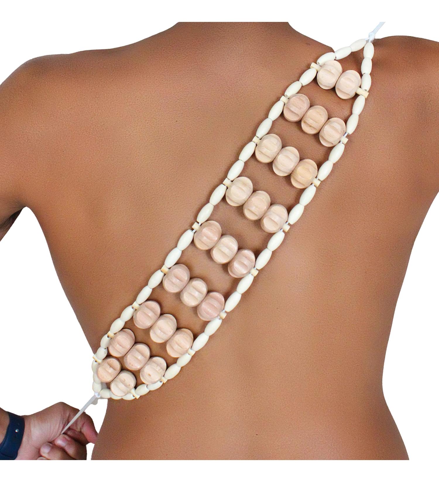 Premium Beech Wood Massage Device for Back & Neck | Manual Therapy Roller (50x8 cm) - Ideal for Pain Relief & Relaxation - Buy Online on GoSupps.com