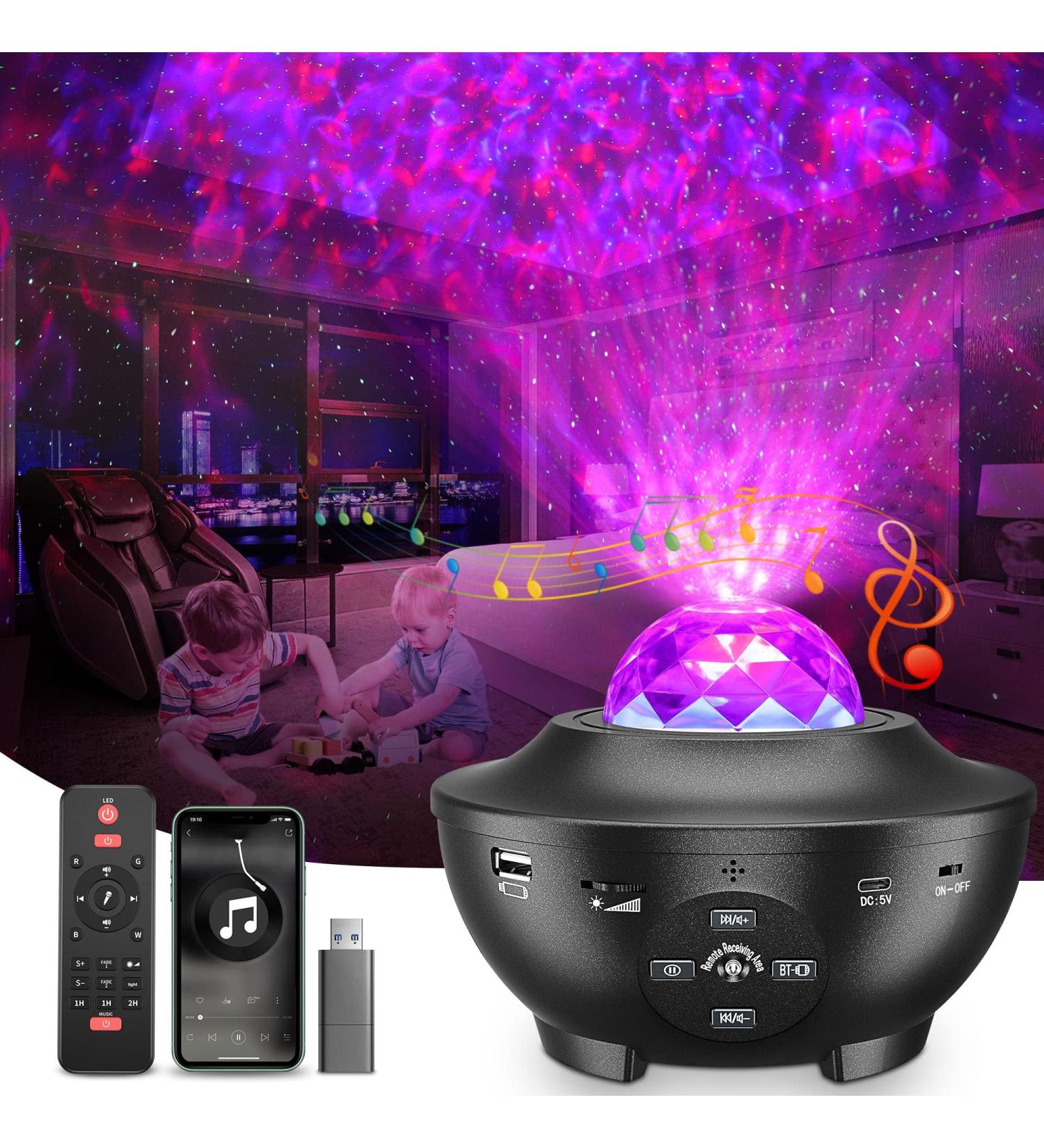 Galaxy Star Projector with Remote Control, Bluetooth Speaker & Timer | 10 Colors LED Light for Baby Room Decor & Gifts - Black - Buy Online on GoSupps.com