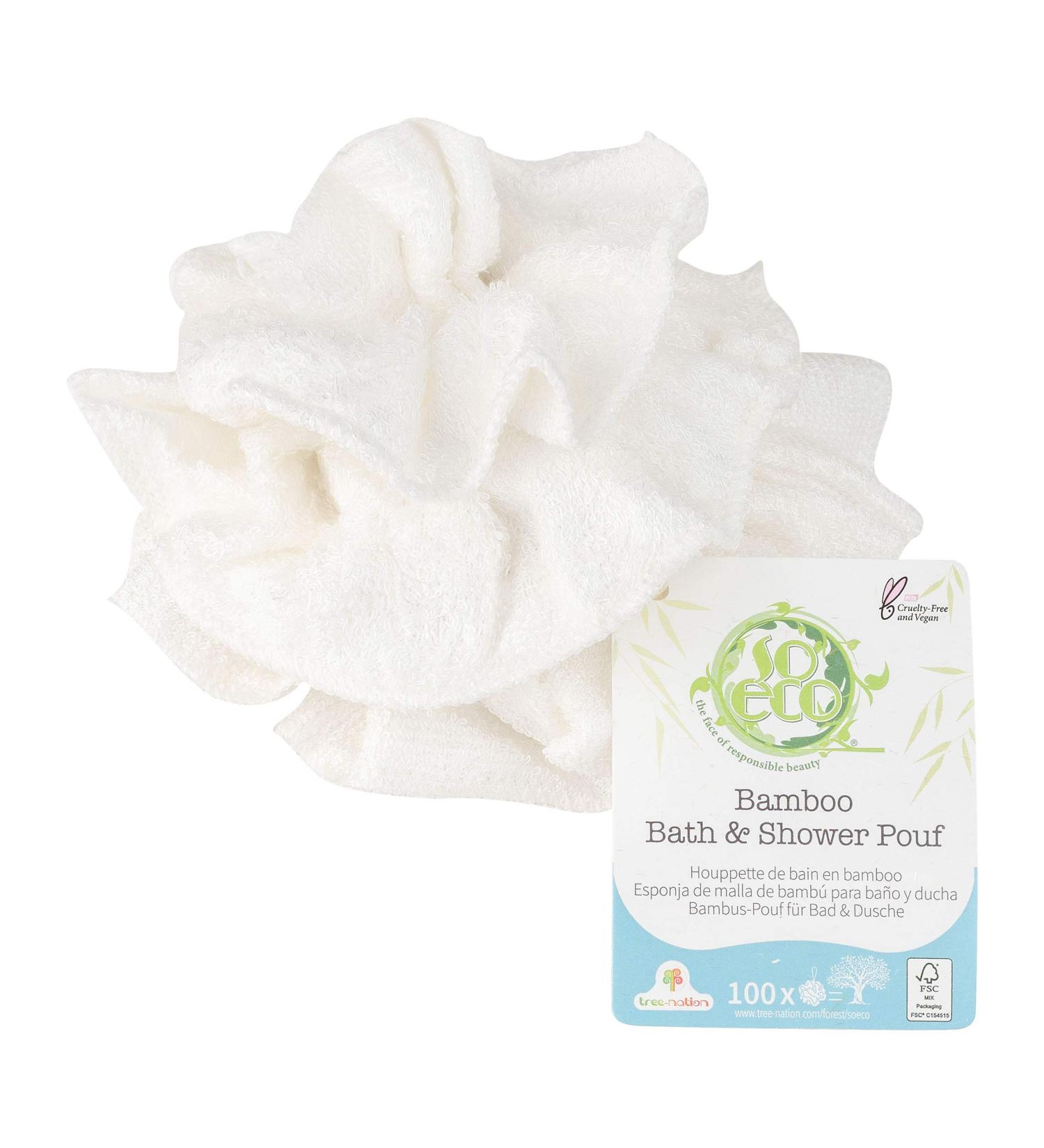 So Eco Bamboo Bath & Shower Pouf - White | Sustainable & Vegan | One Size - Buy Online on GoSupps.com