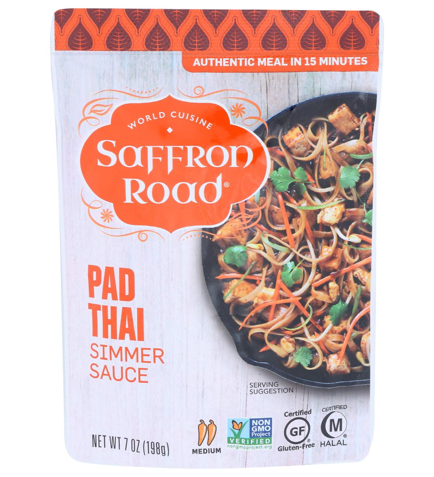 Buy Saffron Road Pad Thai Simmer Sauce 7oz â€“ Gluten Free, Halal, Non-GMO, Kosher - Buy Online on GoSupps.com
