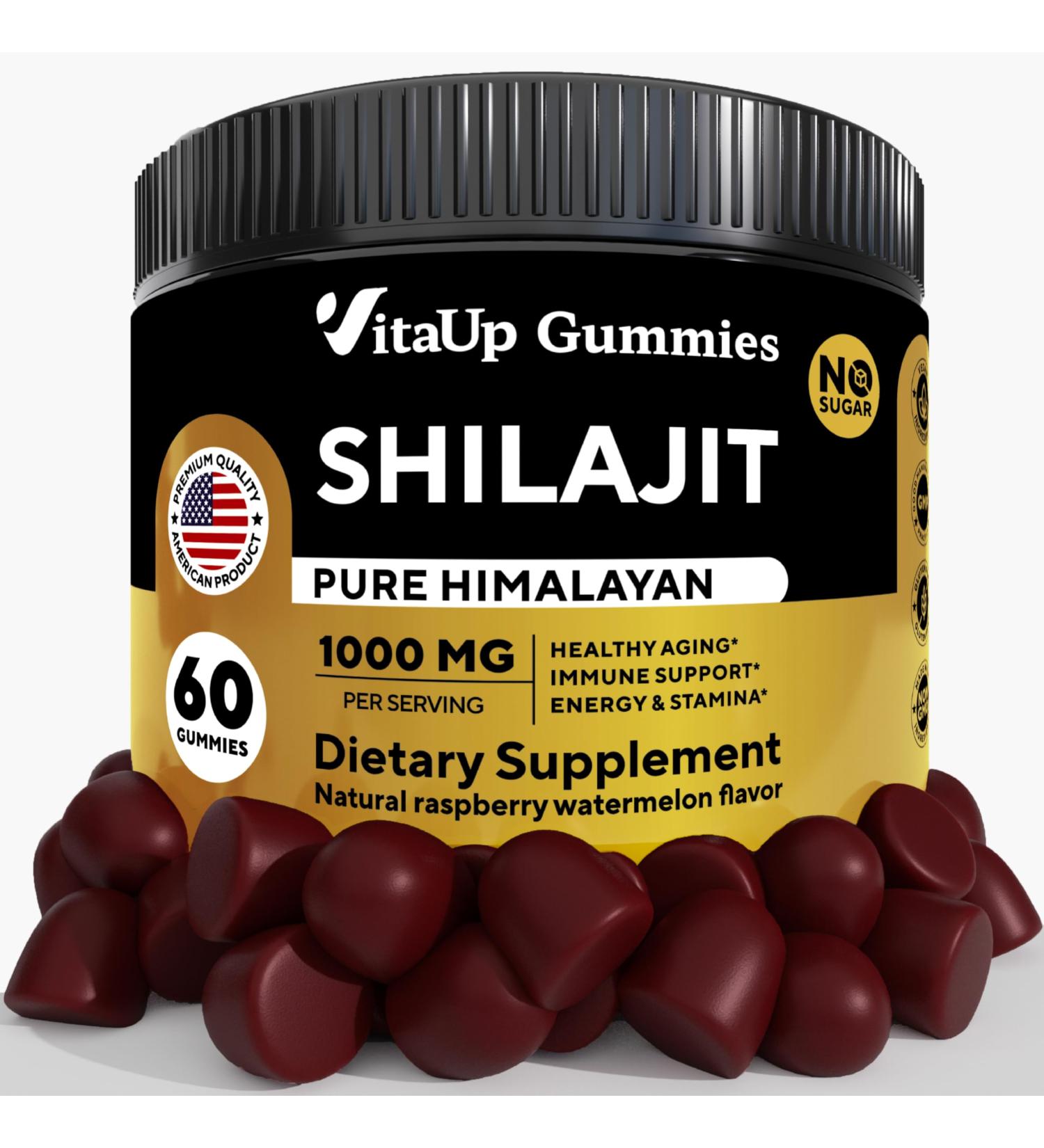 Shilajit Gummies - 1000mg Himalayan Natural Supplements for Healthy Aging & Energy - Sugar Free - 60 Count - Buy Online on GoSupps.com