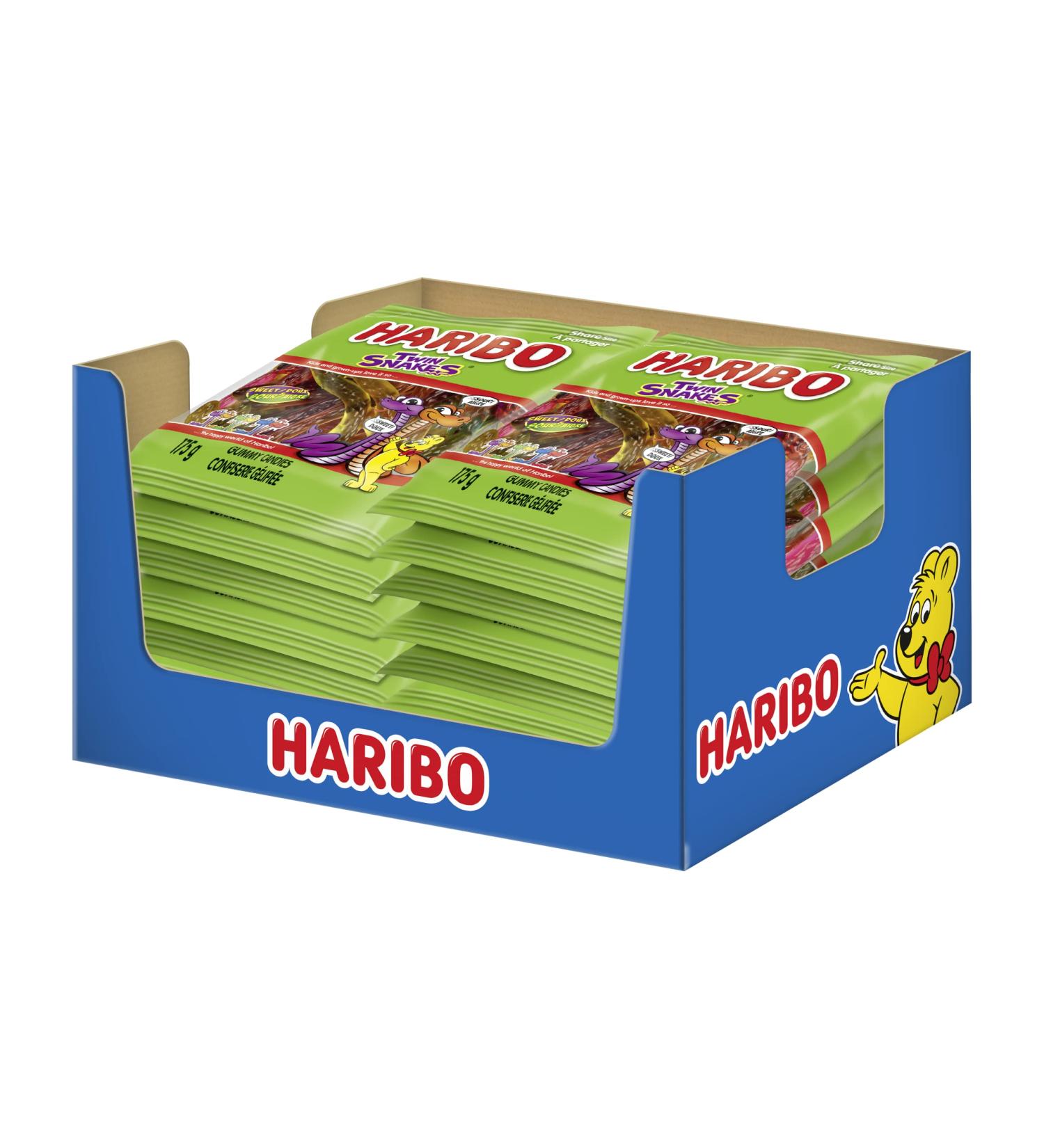 Haribo Twin Snakes Sweet & Sour Gummy Candy 6 Fruity Flavours No Artificial Colours - Pack of 12 Box (175g) - Buy Online on GoSupps.com
