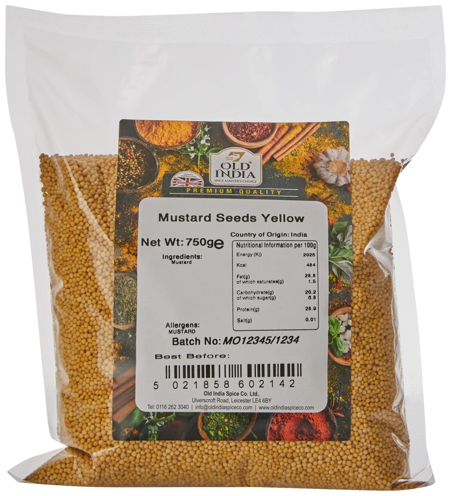 Old India Mustard Seeds Yellow 750g - Premium Quality | Pack of 1 - Buy Online on GoSupps.com
