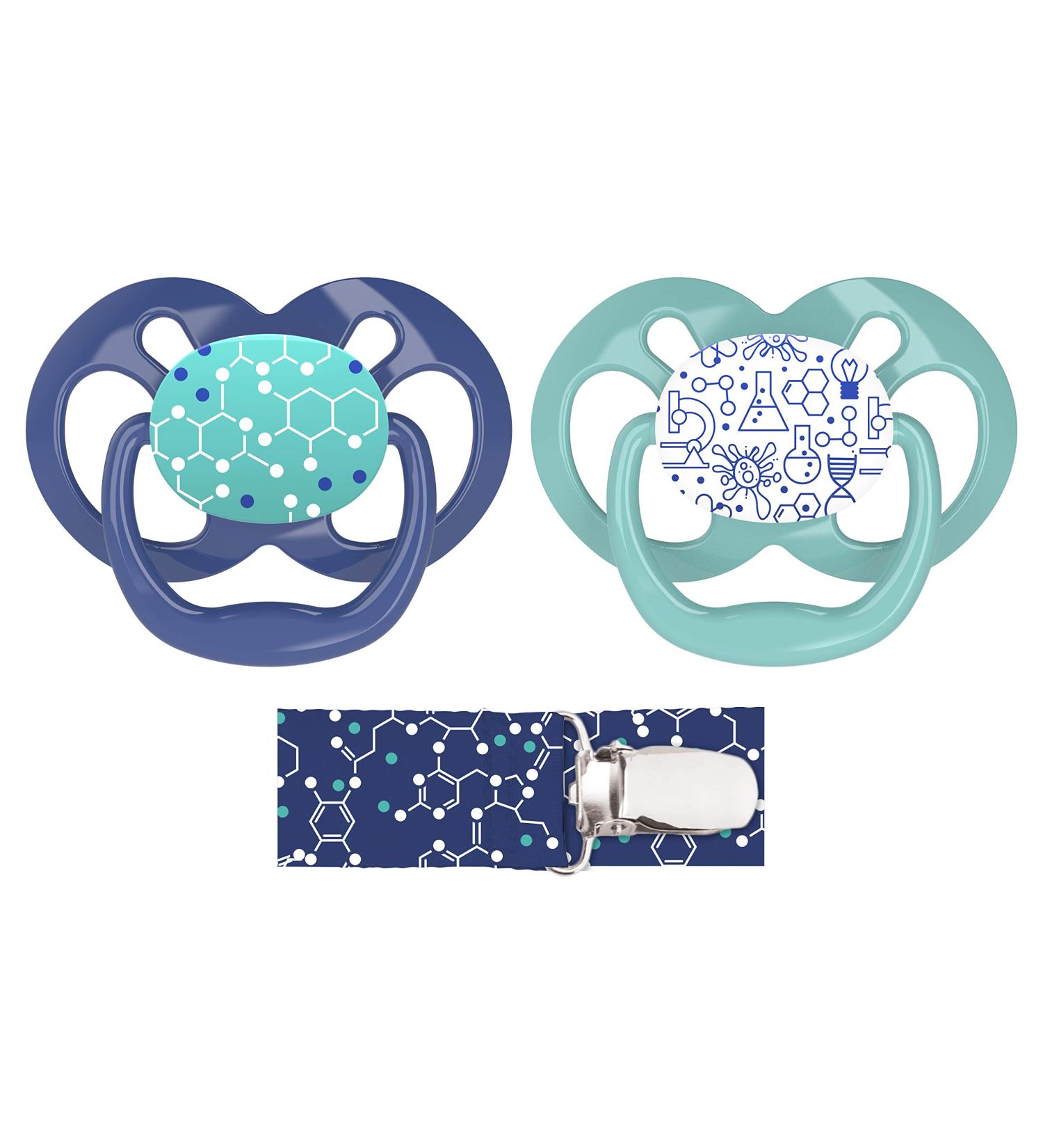 Dr. Brown's Advantage Symmetrical Pacifier 2-Pack Blue with Air Flow &amp; Clip | 6-18m - Buy Online on GoSupps.com