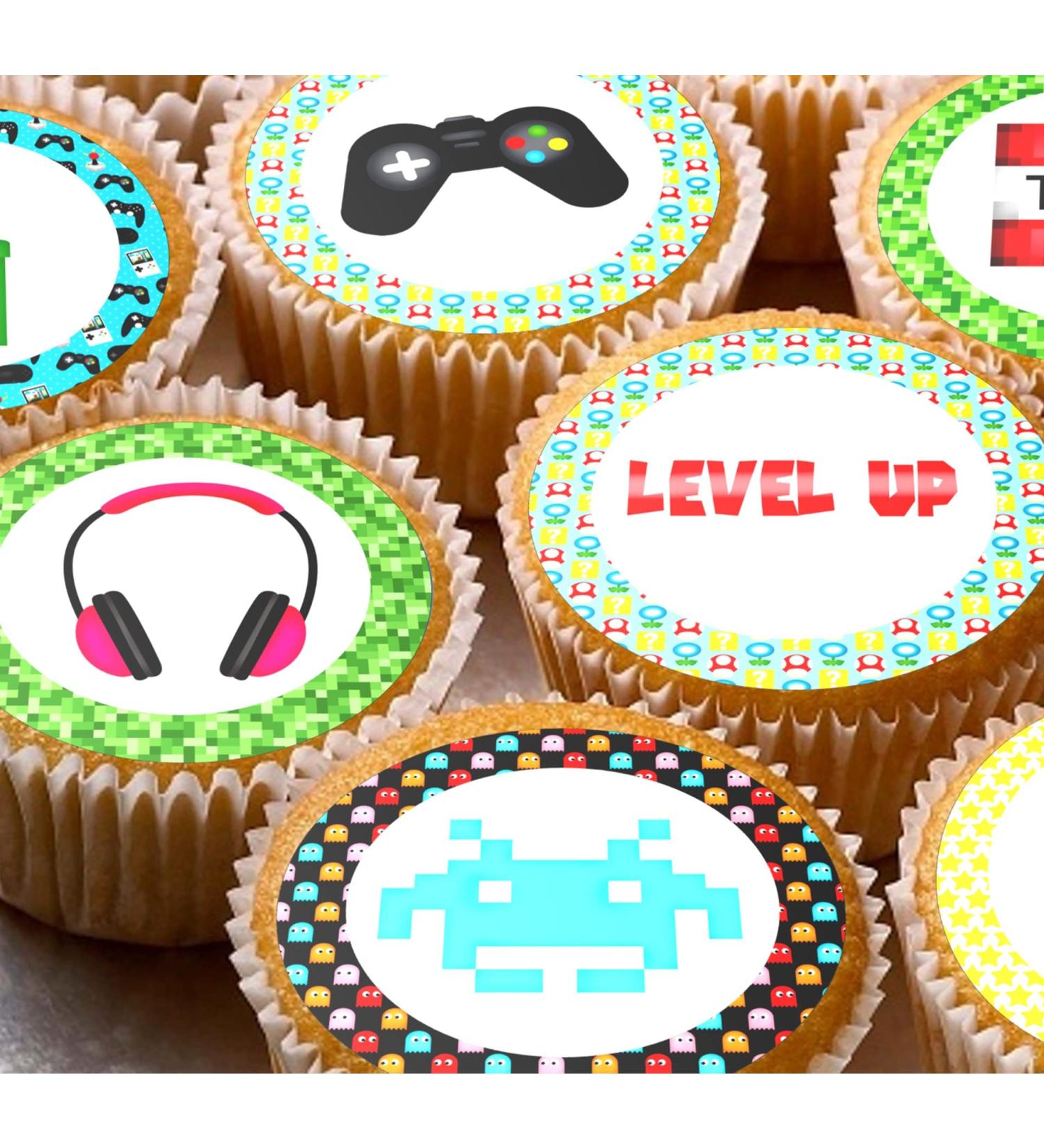 Gaming 24 pre-cut edible party decorations Wafer Paper Cupcake Topper Cake
