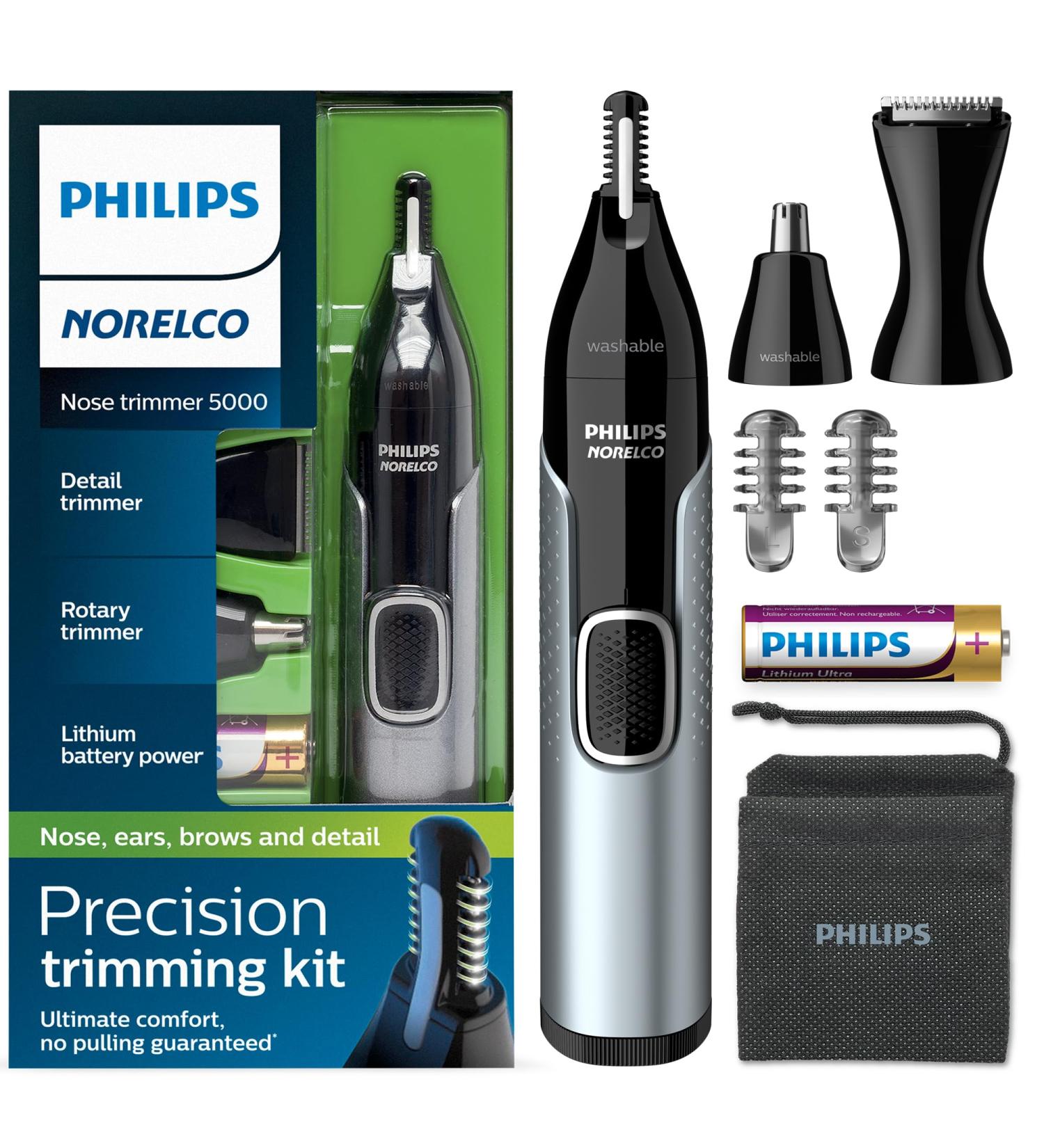 Philips Norelco Nose Trimmer 5000 NT5600/42 - Black/Silver for Nose, Ears, Eyebrows - Buy Online on GoSupps.com