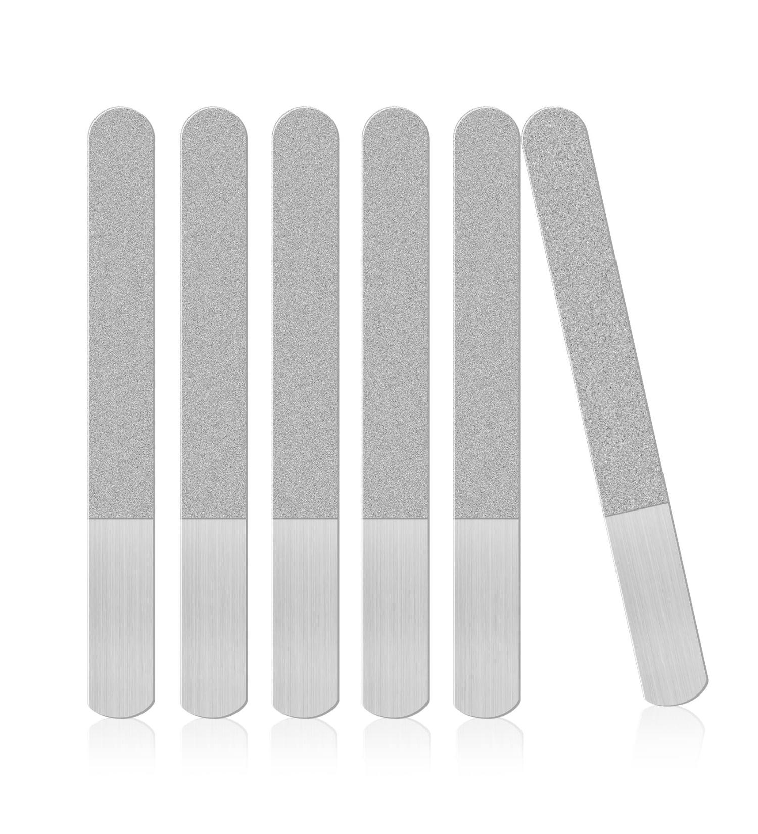 Scalewbin 6 Pieces Stainless Steel Nail File Double-Sided Diamond Nail File Metal Nail File Manicure File for Family and Travel - Buy Online on GoSupps.com
