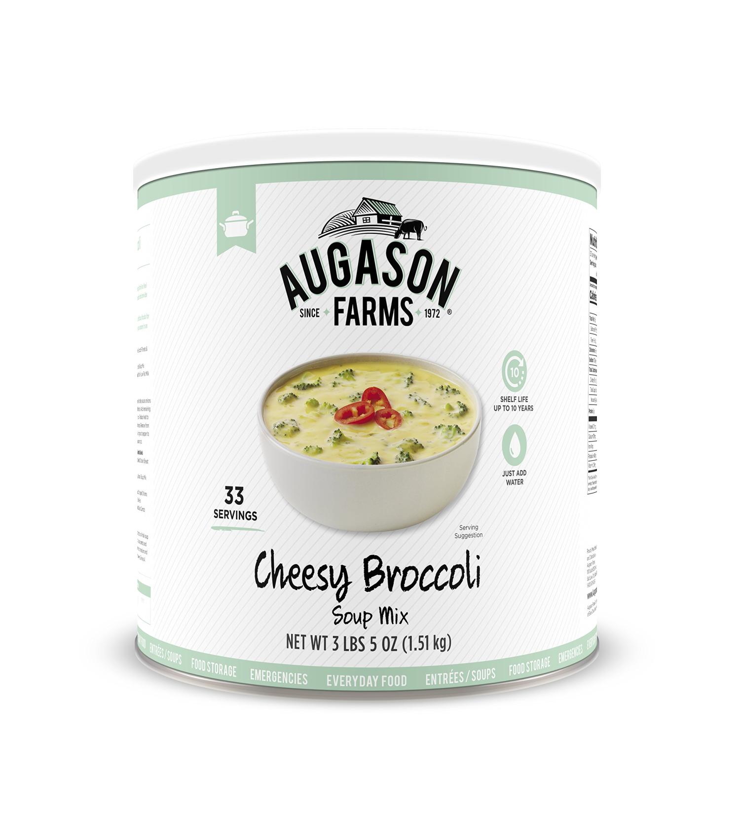 Augason Farms Cheesy Broccoli Soup Mix Can  54 oz Broccoli 54 oz - Buy Online on GoSupps.com