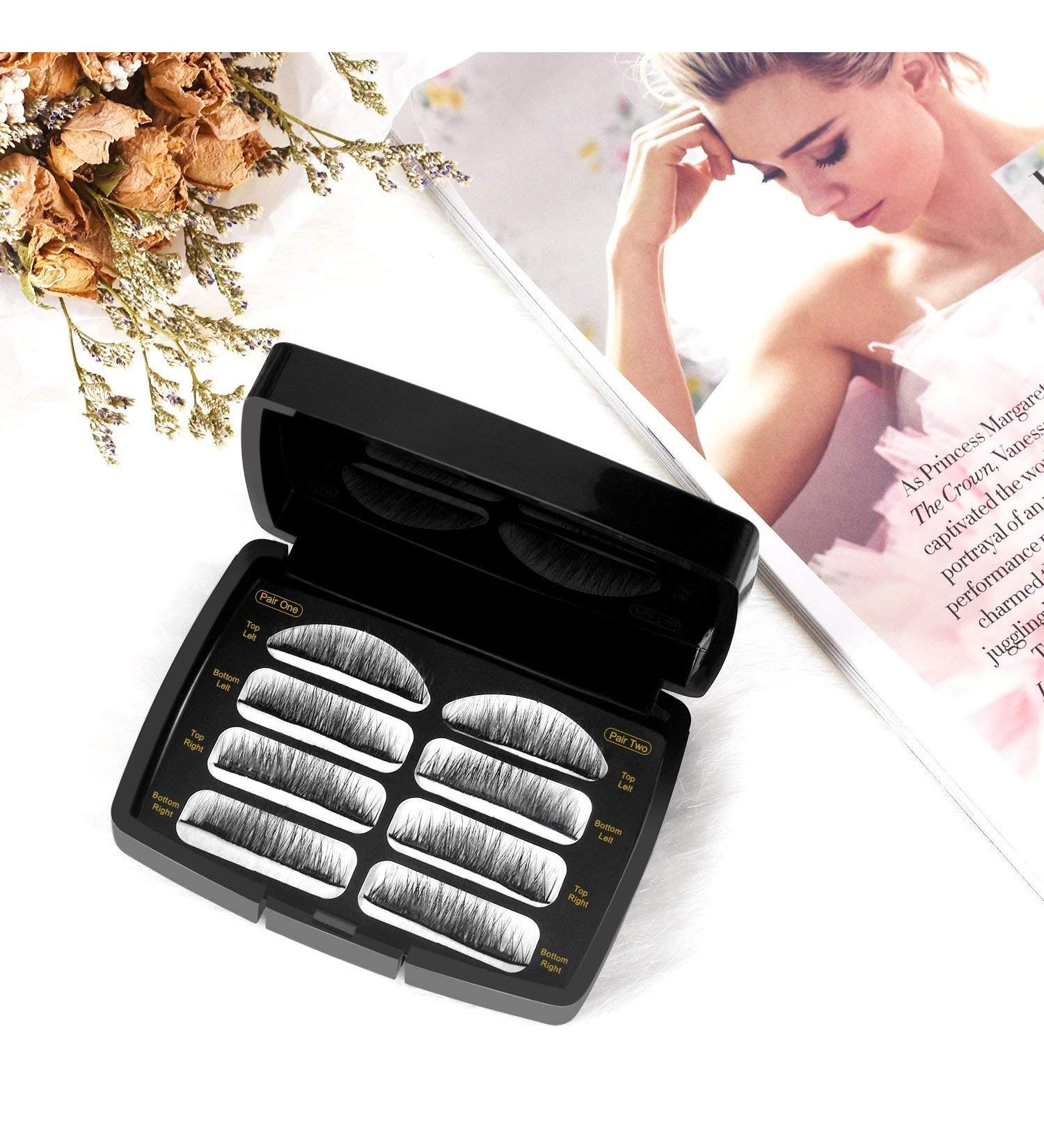 Shop Magnetic Eyelashes - Natural Look Reusable with 3 Magnets & Stainless Steel Tweezers - 2 Pairs (8 Pieces) - Color 3 - Buy Online on GoSupps.com