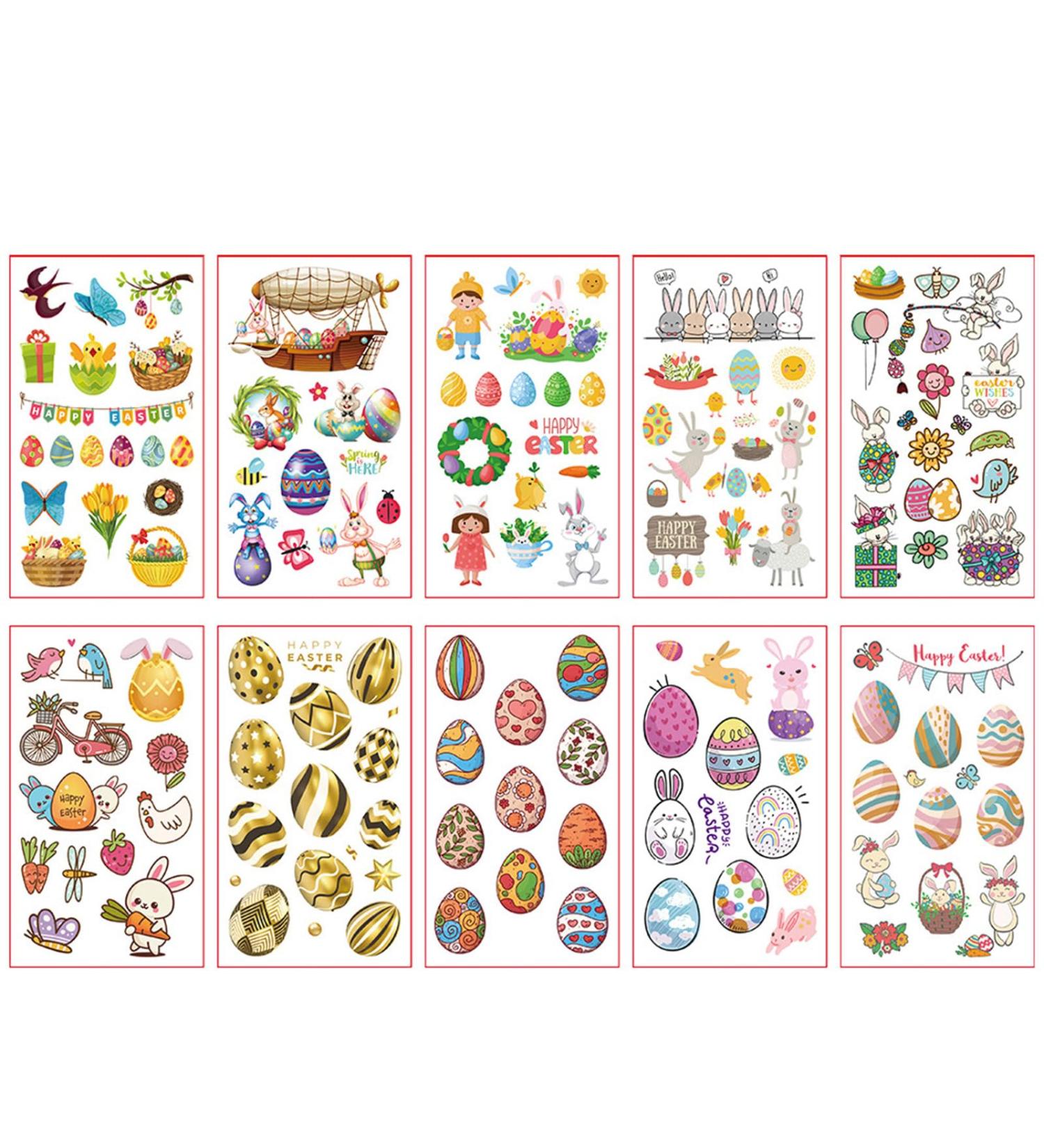 10Sheets Cartoon Temporary Stickers A/B Styles For Creative Body Art Easter Stickers For Boy Girl Easter Party Fa Easter Stickers Set A Series - Buy Online on GoSupps.com