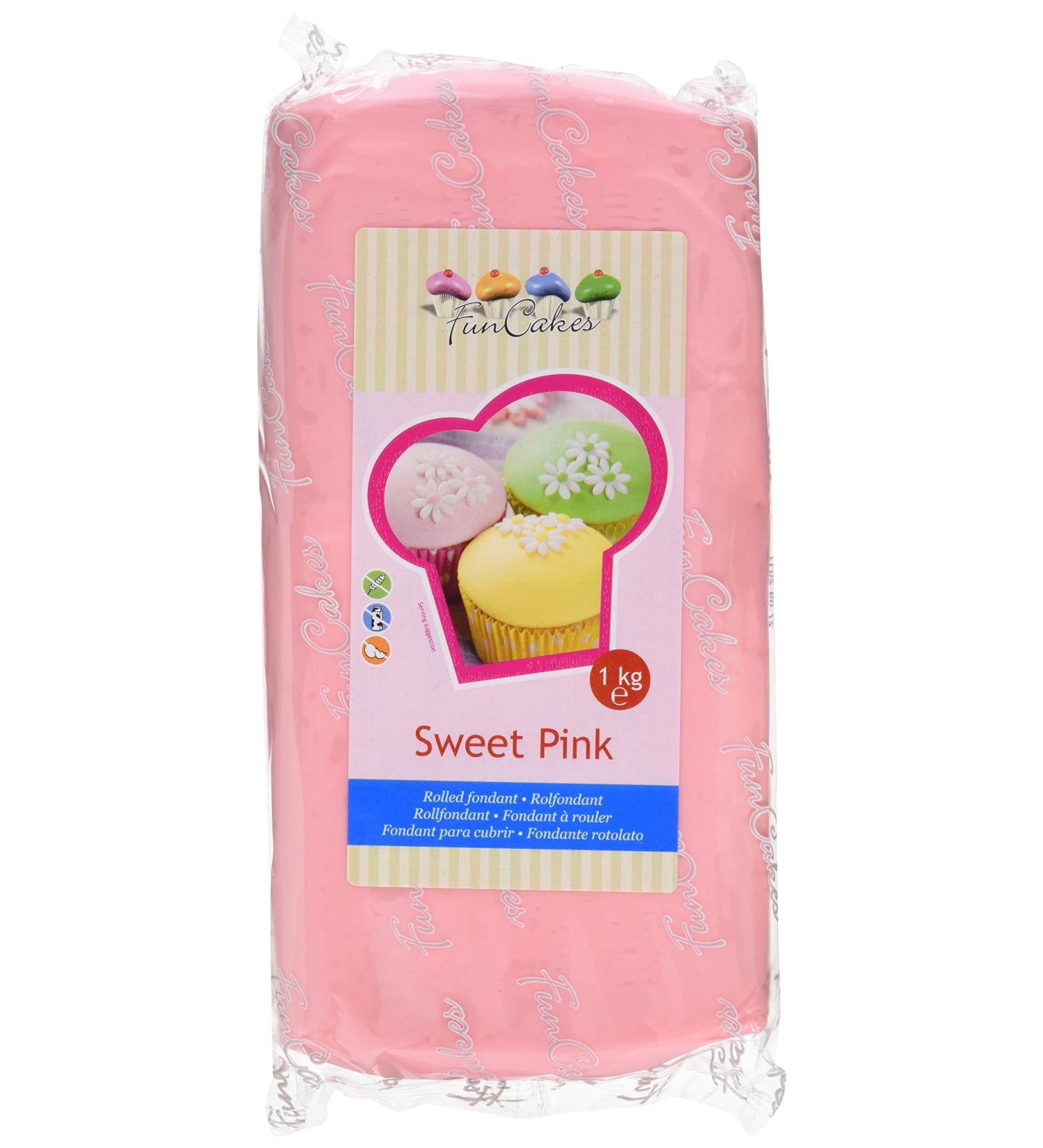 Funcakes Fondant Sweet Pink 1kg - Easy to Use Smooth Elastic Gluten-Free & Halal Cake Decorating Icing - Buy Online on GoSupps.com