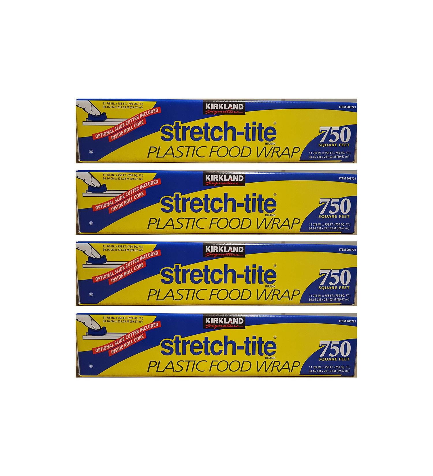 Kirkland Signature Stretch Tite Plastic Food Wrap 11 7/8 Inch X 750 SQ. FT. Pack 4 750 Sq Ft (Pack of 4)