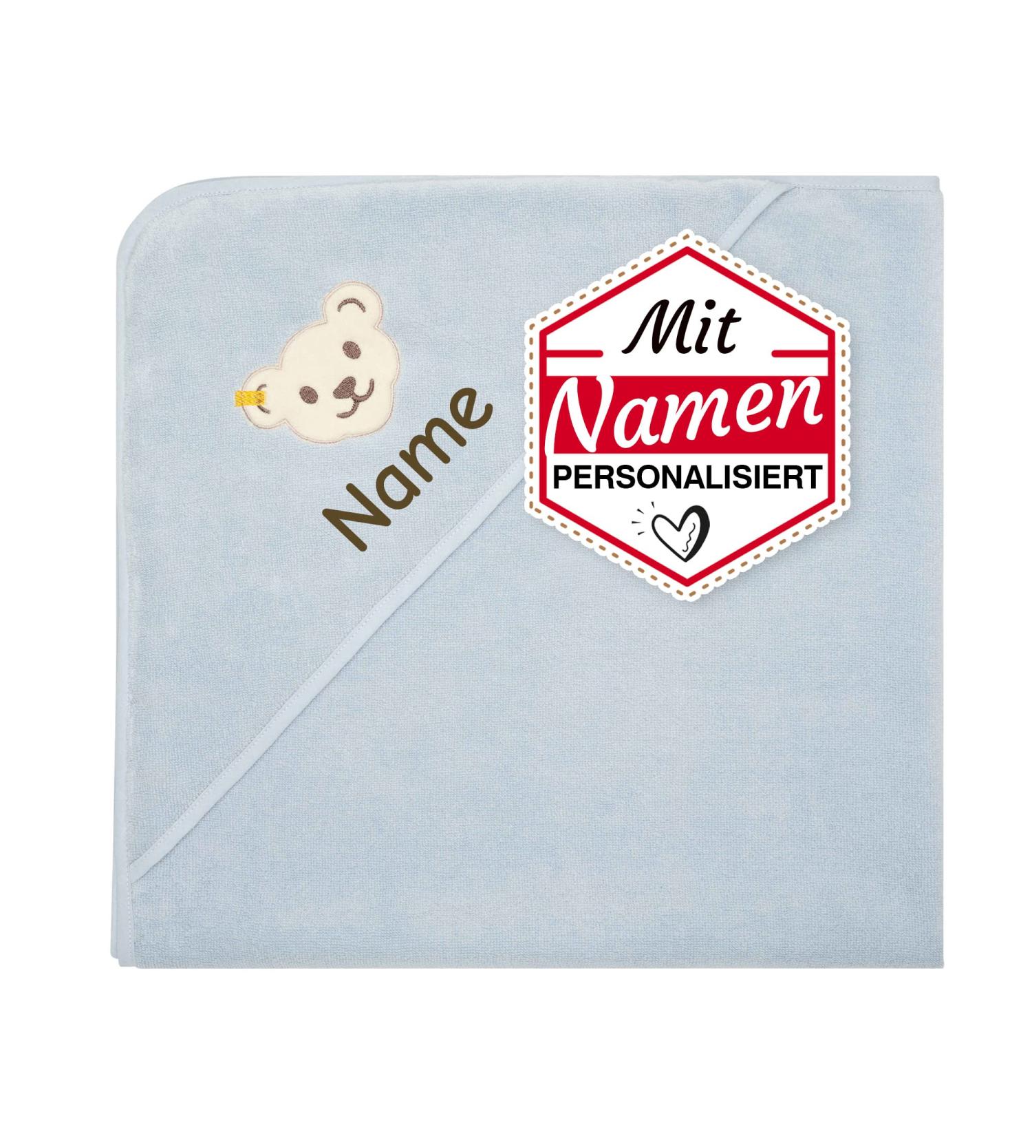Lalalo Steiff Hooded Bath Towel for Kids - Custom Embroidered Baby Towel 100x100 cm Blue Terry Towel - Perfect for Babies & Children - Buy Online on GoSupps.com