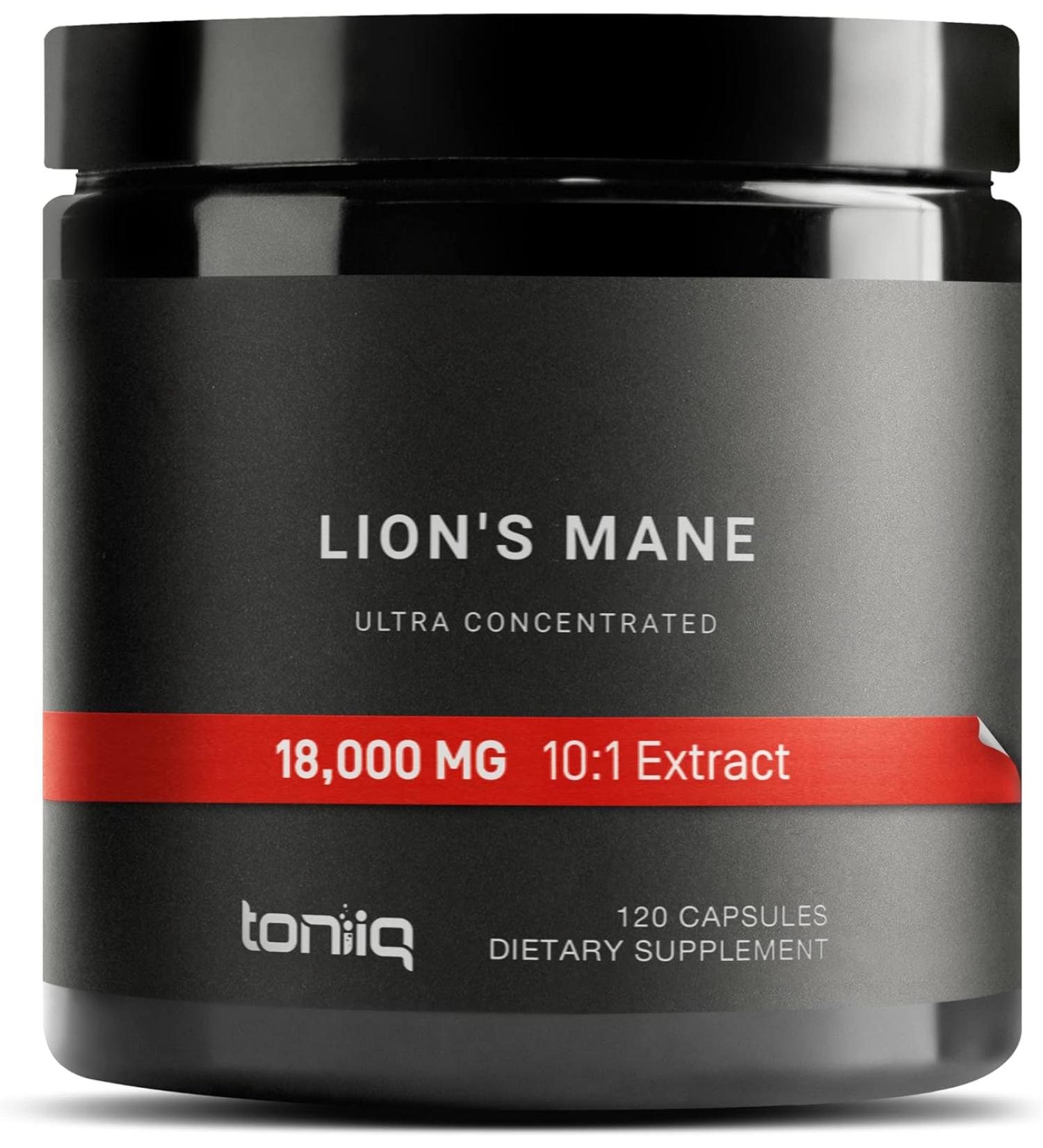 Toniq Lion's Mane Extract - 18,000mg 10x Concentrated Ultra High Strength - 120 Veggie Capsules - Buy Online on GoSupps.com