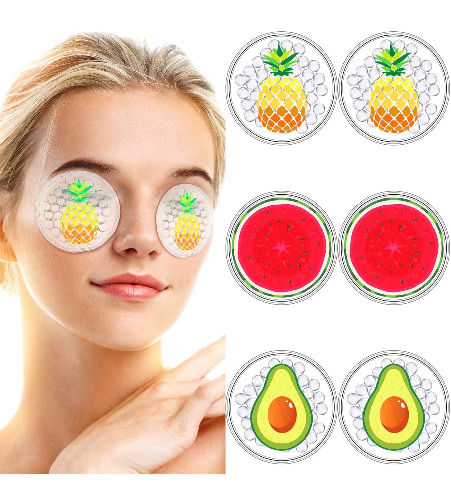 6 Pack Fruit Cold Eye Pads - Reusable Pineapple Avocado Watermelon Under Eye Patches for Cooling and Relaxation - Buy Online on GoSupps.com