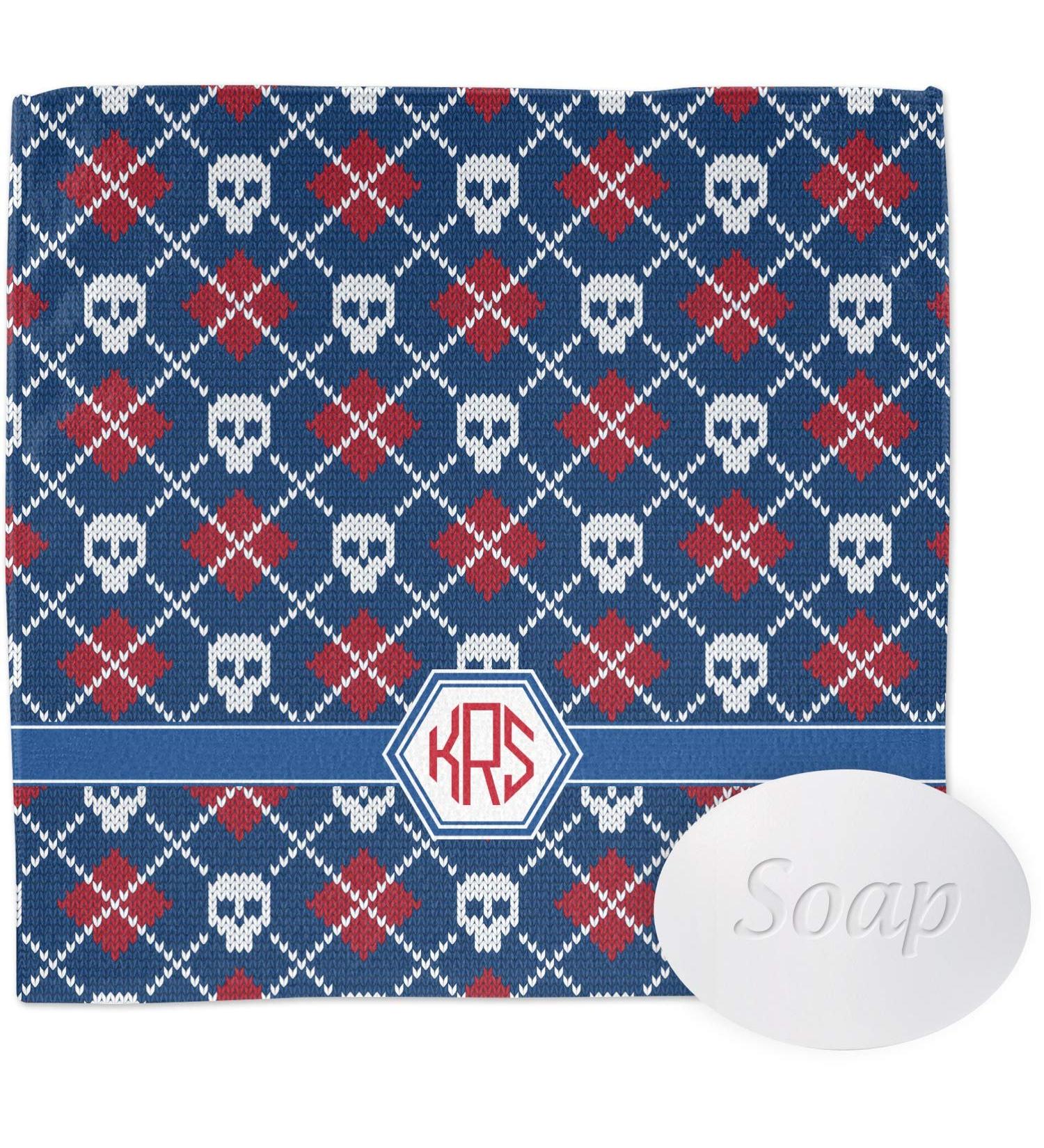 YouCustomizeIt Personalized Knitted Argyle & Skulls Washcloth