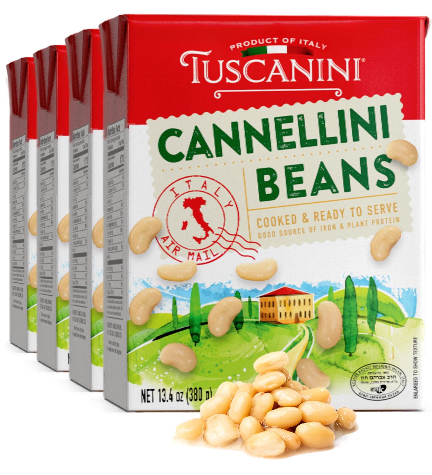 Tuscanini Cannellini Beans 13.4oz (4 Pack) - Premium White Kidney Beans from Italy for Chili, Stews, and Salad - Buy Online on GoSupps.com