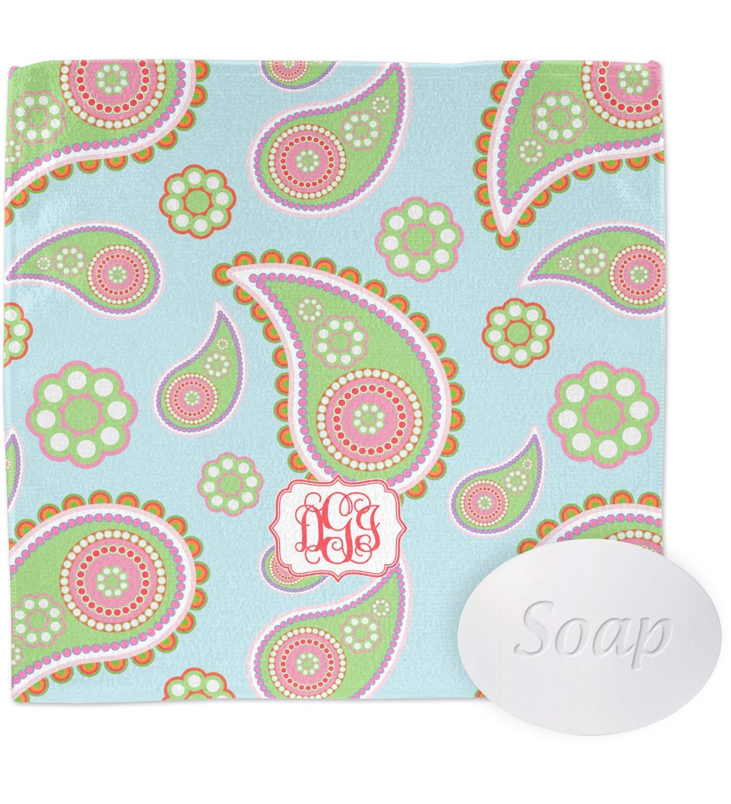 YouCustomizeIt Personalized Blue Paisley Washcloth