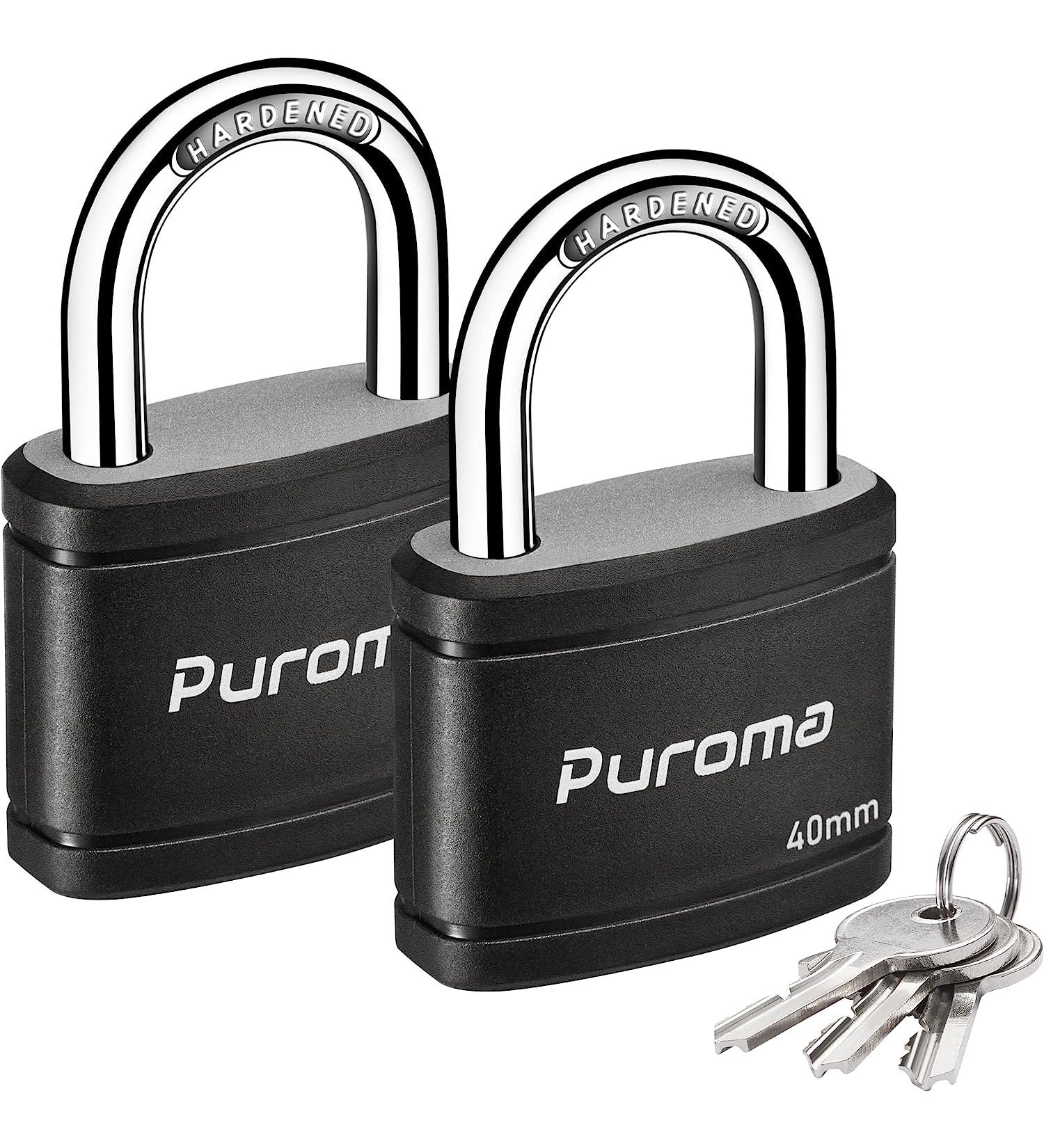 Puroma 2 Pack Keyed Padlock with 3 Keys  1.1 Inch Locker Lock 40mm Heavy-Duty Locks for Gate Fence Hasp Cabinet Toolbox School Gym Locker (Black) - Buy Online on GoSupps.com