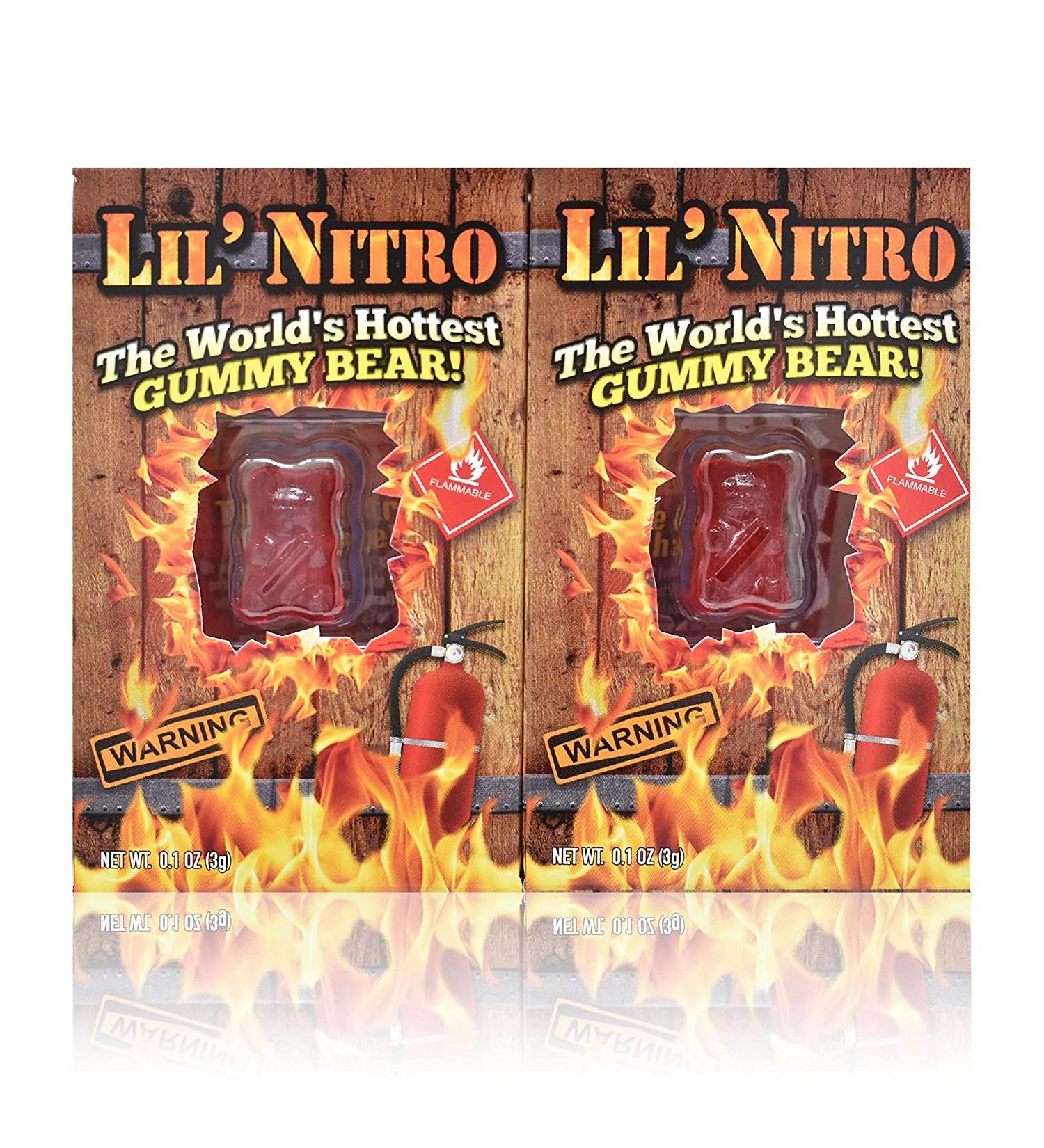 LIL' NITRO (2-Pack) The World's Hottest GUMMY BEAR! - Extreme Spicy Candy - Red Gummy Bear