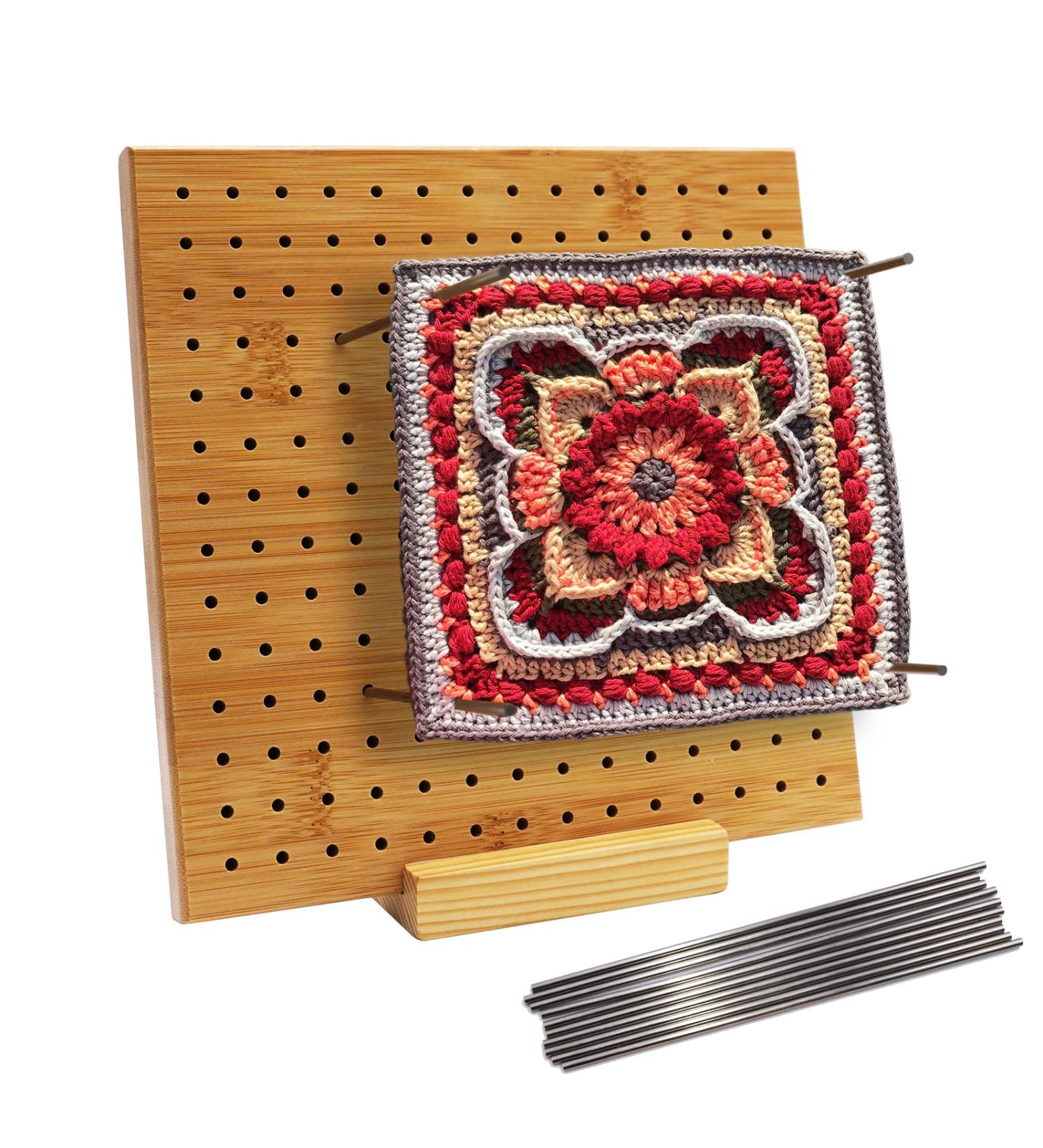 Handcrafted Bamboo Crochet Blocking Board Kit with Stainless Steel Pins - Ideal for Knitting, Crochet, and Granny Squares - Perfect Gifts for Mothers and Grandmothers - 7.8 x 7.8 inches - Buy Online on GoSupps.com