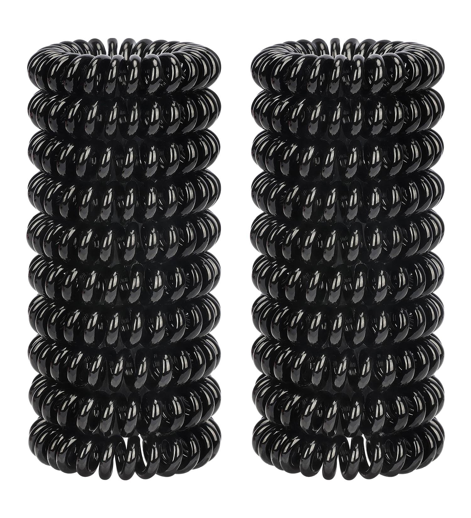Jesslab Spiral Hair Gum - 20 No-Damage Ponytail Holders & Hair Jewelry for Girls & Women - Black - Buy Online on GoSupps.com