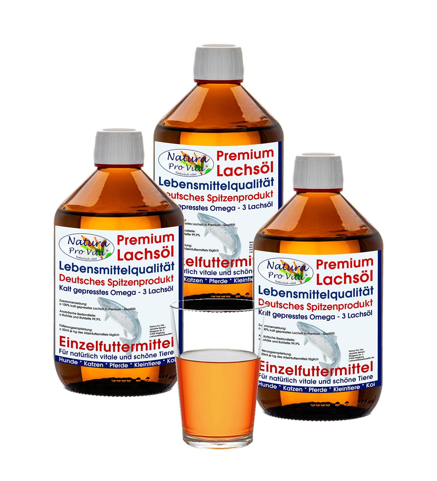 Premium Omega-3 Salmon Oil for Horses | Cold-Pressed Fish Oil for Skin & Immune Support | 3L Glass Bottle (3x1L) - Natural Horse Food - Buy Online on GoSupps.com