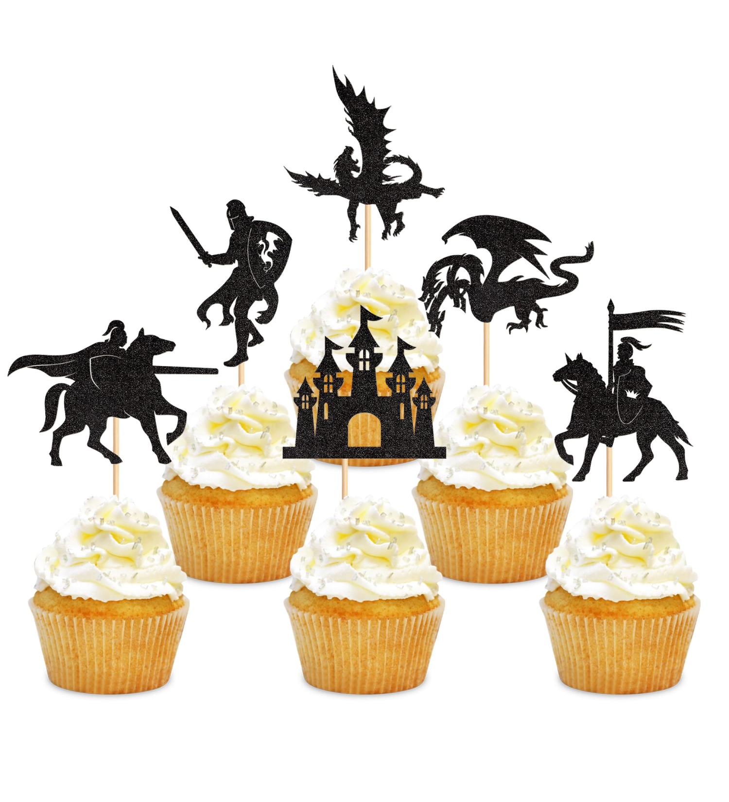 24 Pieces Dragon Theme Cupcake Toppers - Mythical Cake Decorations for Weddings Birthdays & Parties - Buy Online on GoSupps.com