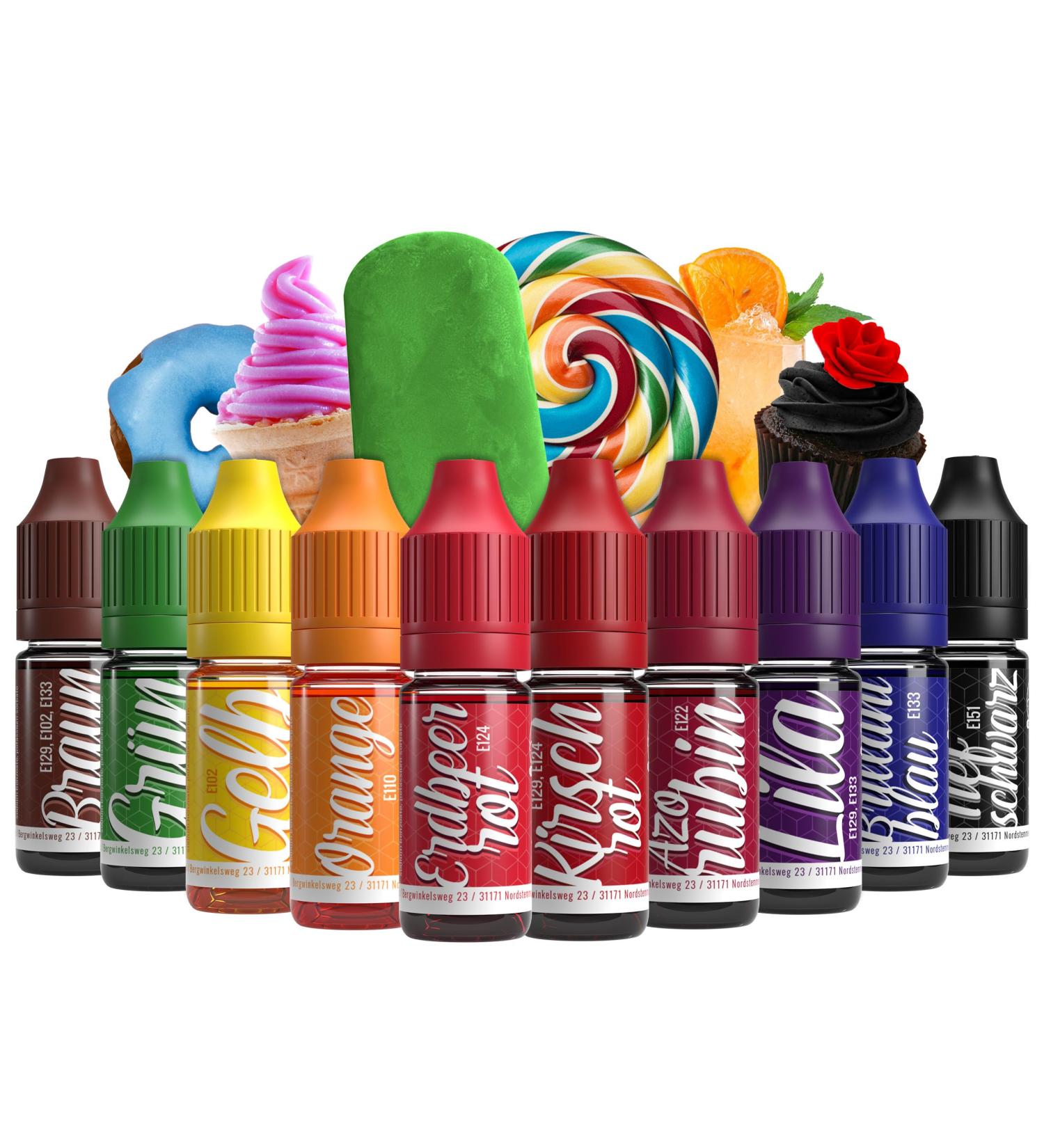 Highly Concentrated Food Color Set - 10x10ml Sugar-Free Dyes for Drinks Cakes Dough & More | Tortendendeko Baking Accessories - Buy Online on GoSupps.com